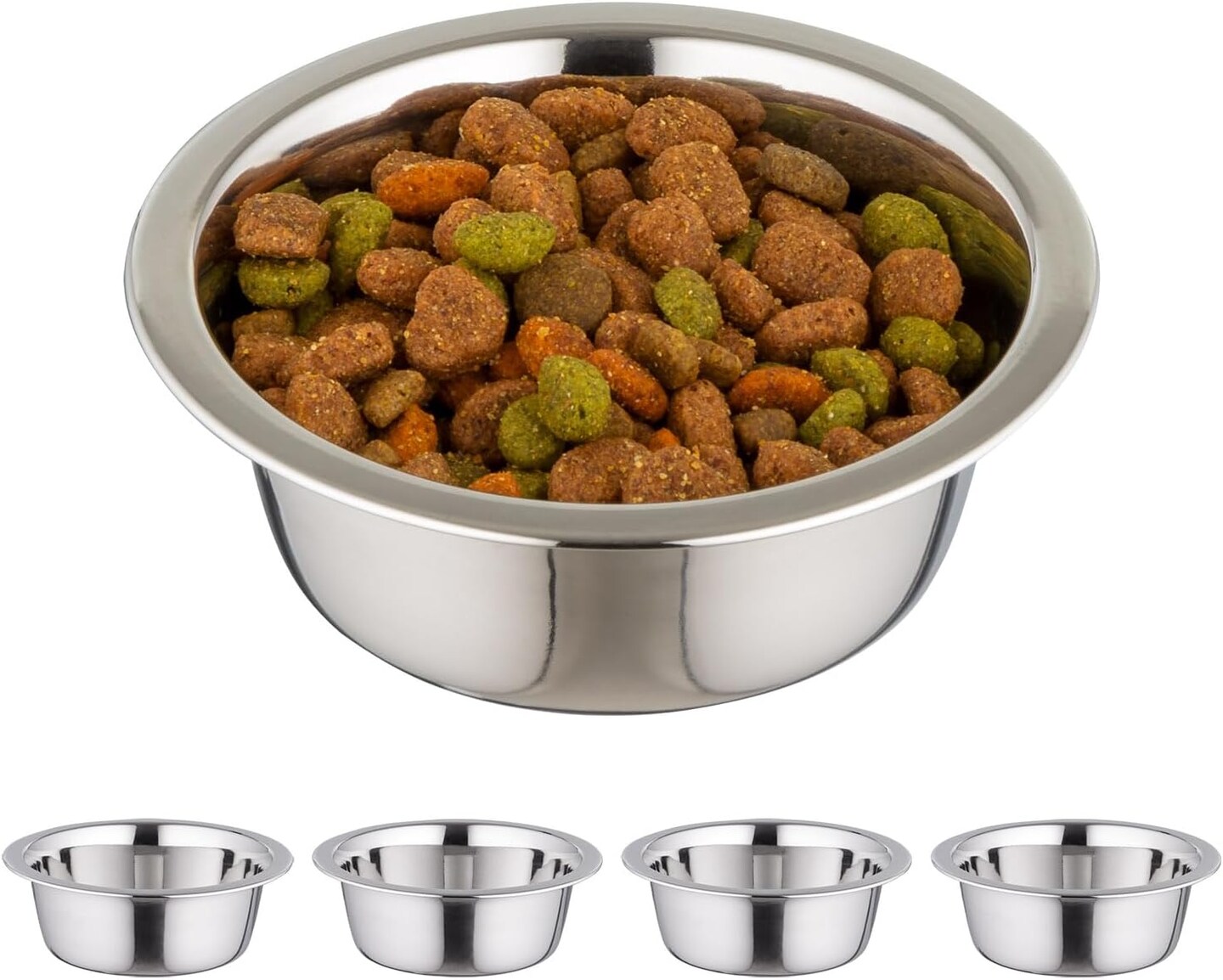 IRIS USA Stainless Steel Dog Bowls - 5 Pack, 16 oz Small Stainless Steel Dog Bowls