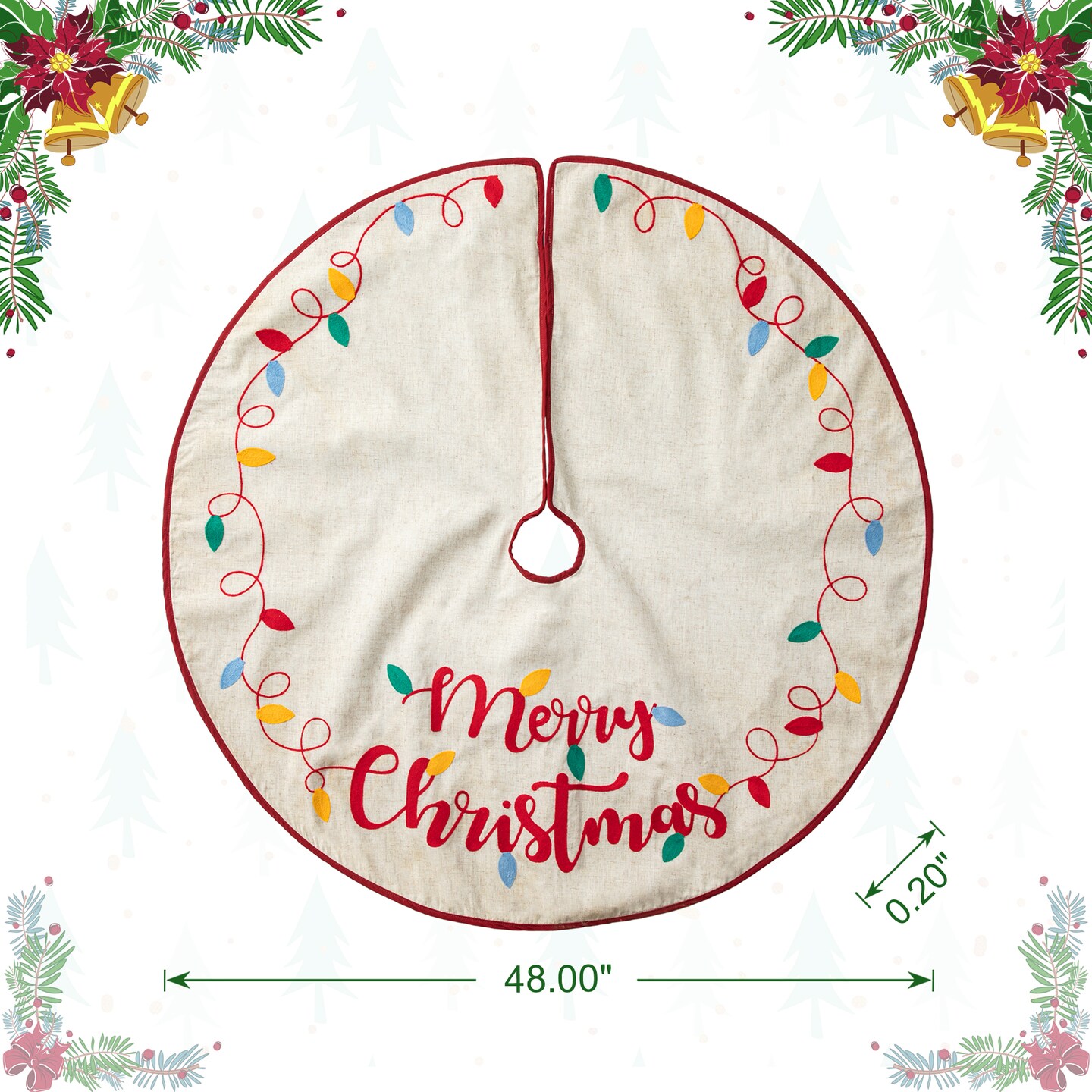LED Embroidered Linen Christmas Decoration(Stocking/Tree Skirt)