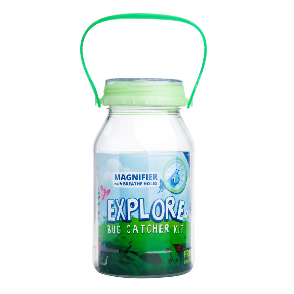 reCAP Kids Exlore Mason Jar Bug Catcher and Habitat Kit, Glow in the Dark Green with Magnifying Lid, 4 x 7 inches