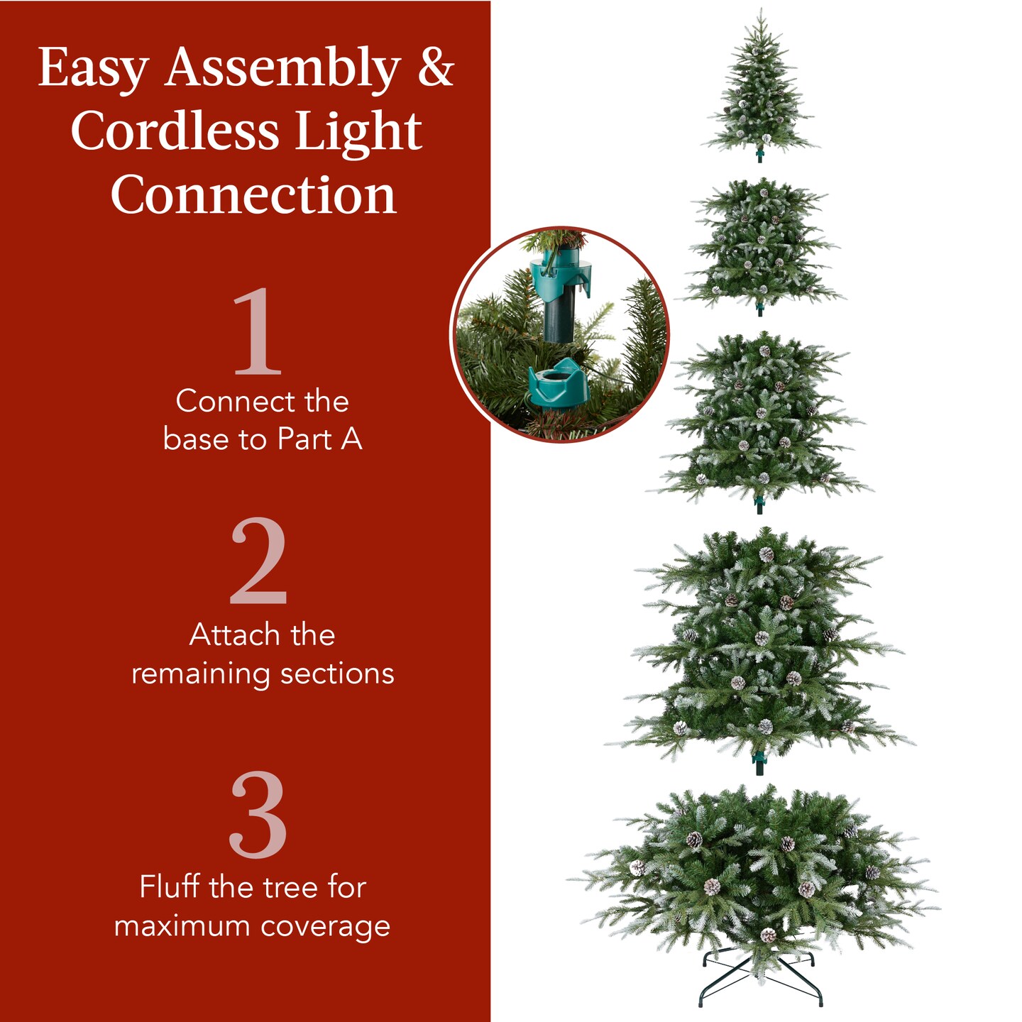 Best Choice Products Pre-Lit Artificial Flocked Aspen Noble Fir Christmas Tree w/ Branch Tips, LED Lights