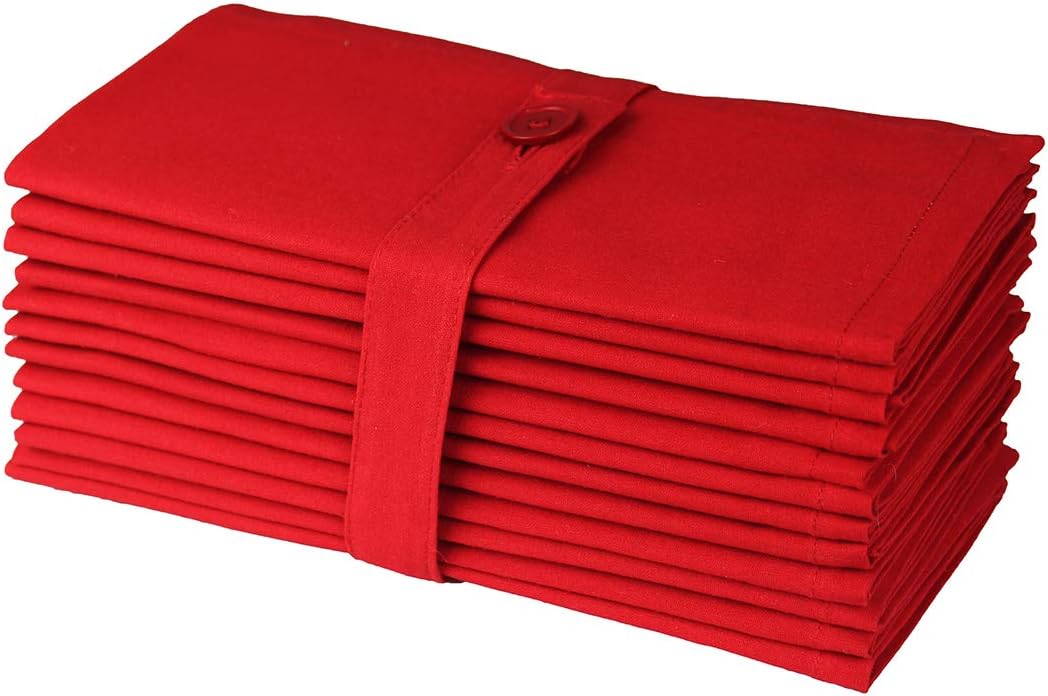 Christmas Red Napkins -12 Pack 100% Cotton Dinner Napkins - All Year Xmas Fall Thanksgiving Celebration Party Gift Holiday Table Napkin - Soft Washable Reusable Cloth Napkin -18x18