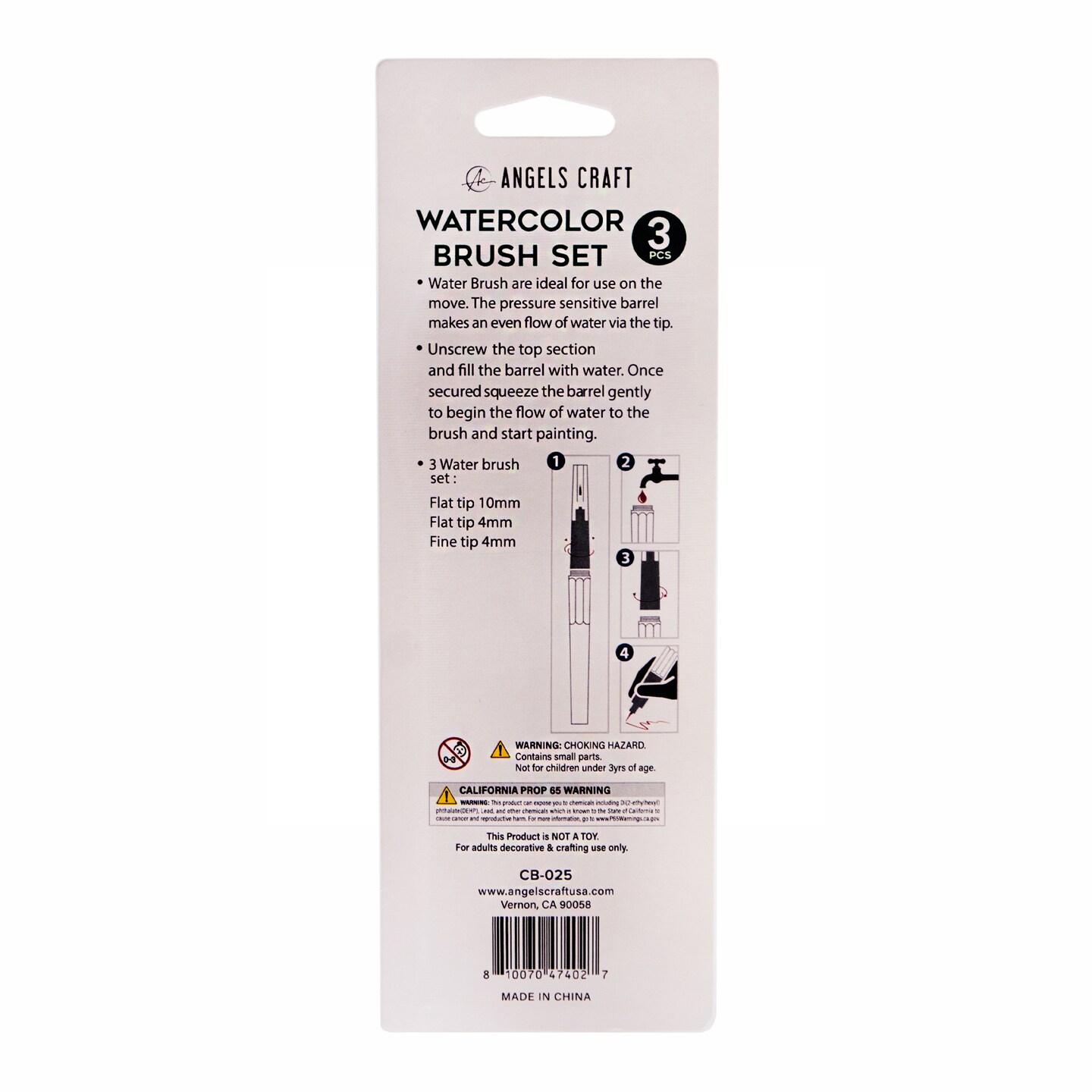 3-Piece Watercolor Brush Set Kit