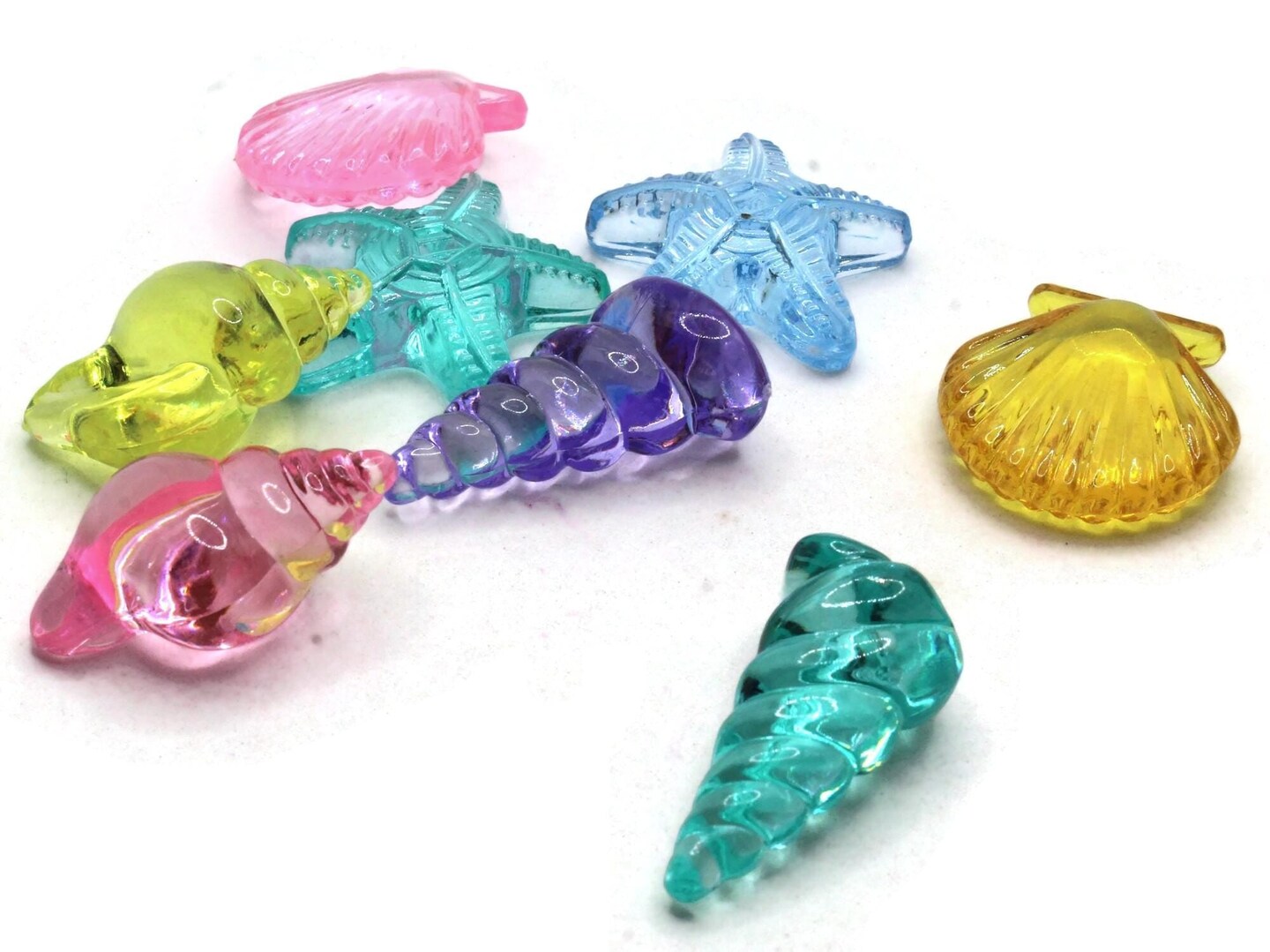 8 Mixed Color Plastic Mixed Shape Seashell Cabochons bE3