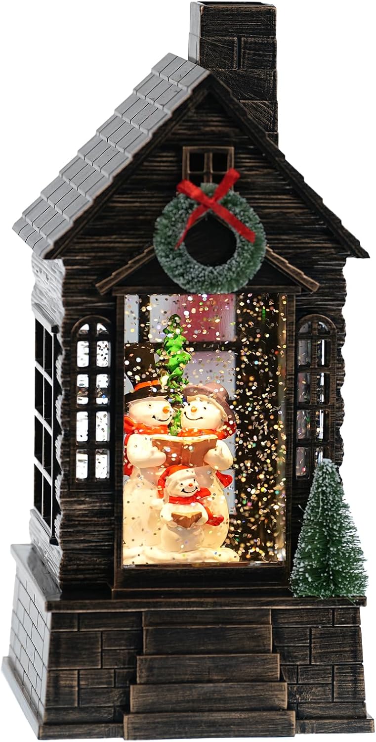 Snow Globe Christmas, Lighted Christmas Snow Globes with Snowman, Musical Timer Snow Globe Lantern with Swirling Glitter, Snow Globe Lantern Christmas(Snowman)