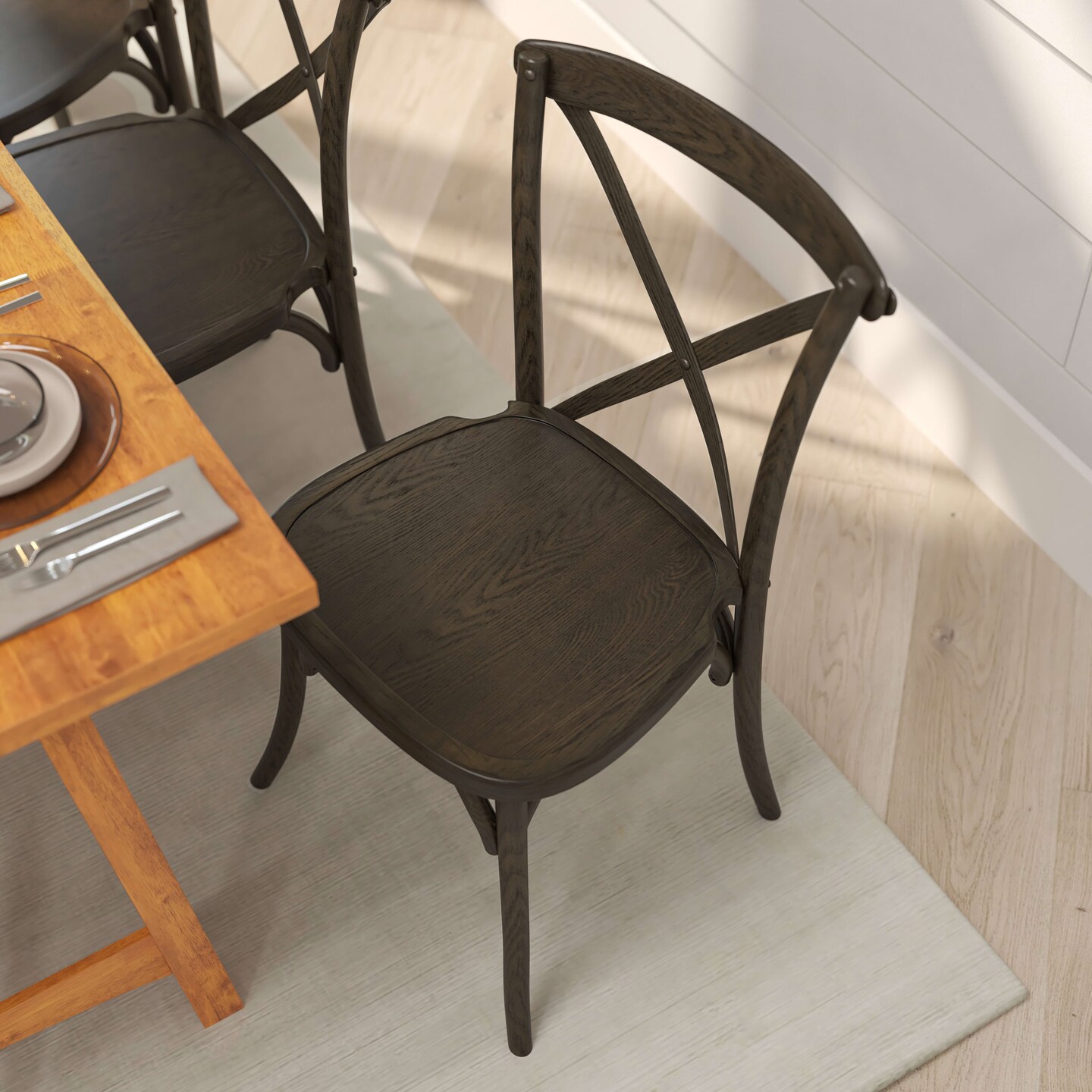 Merrick Lane Davisburg Stackable Wooden Cross Back Bistro Dining Chair