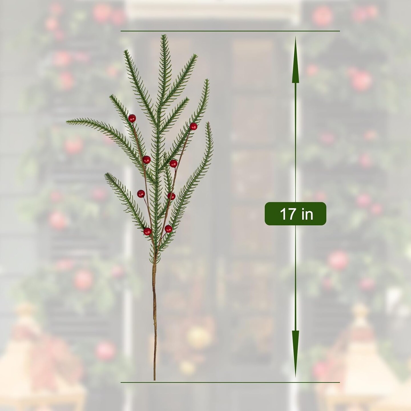 Christmas Tree Picks with Red Berries Norfolk Pine Branches for Xmas Tree Floral Arrangements Centerpieces Christmas DIY Crafts