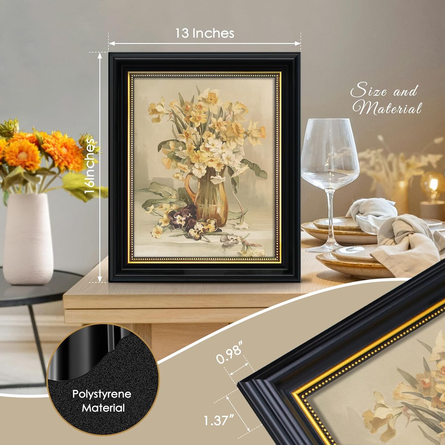 Ornate Vintage Style 11x14 Picture Frames, Made of Tempered Glass and Black Backboard, Wall Mounting, 11 x 14 Black Photo Frame for Home Decor.