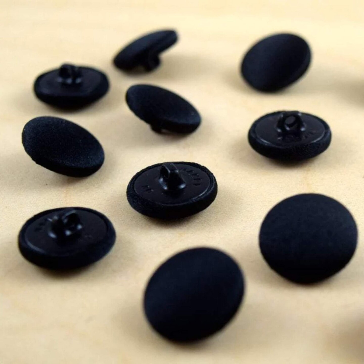 Black Satin Covered Buttons 10mm Shank Back Set of 12 for Tuxedo &#x26; Formal Wear