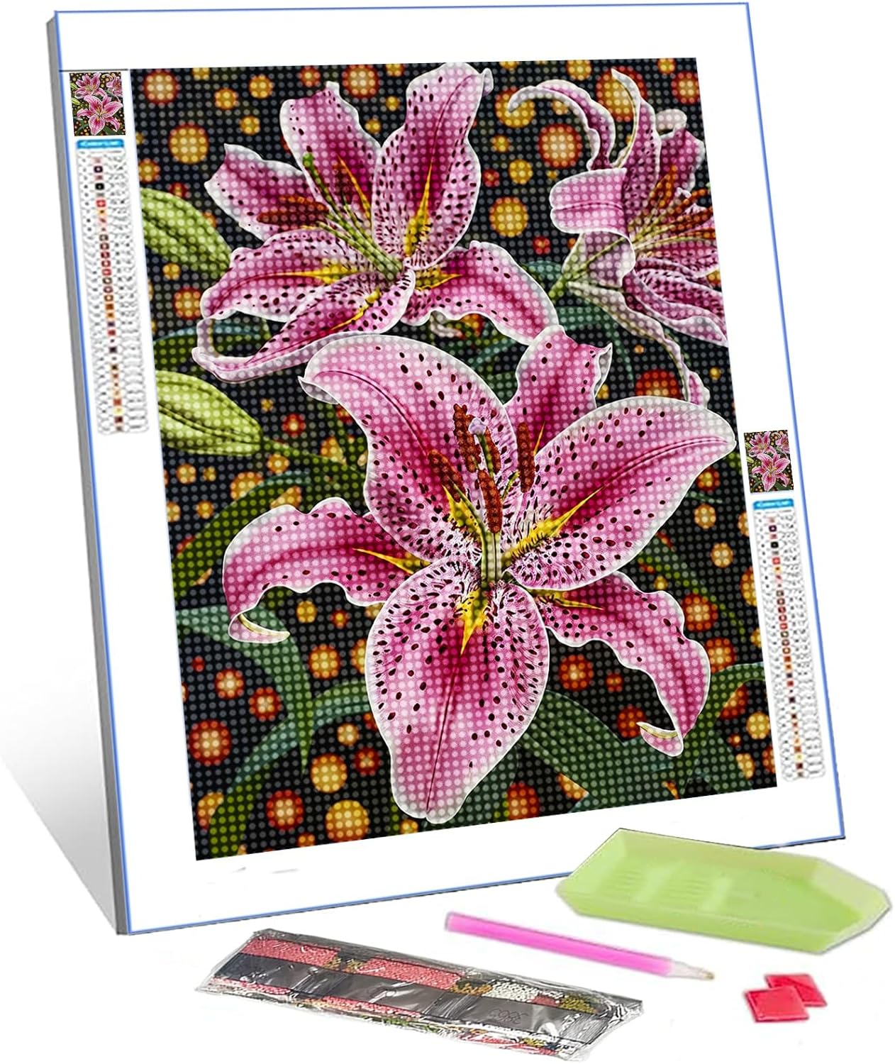 Lilly Flower Diamond Painting Kits, DIY 5D, Tropical Green Leaves Artwork