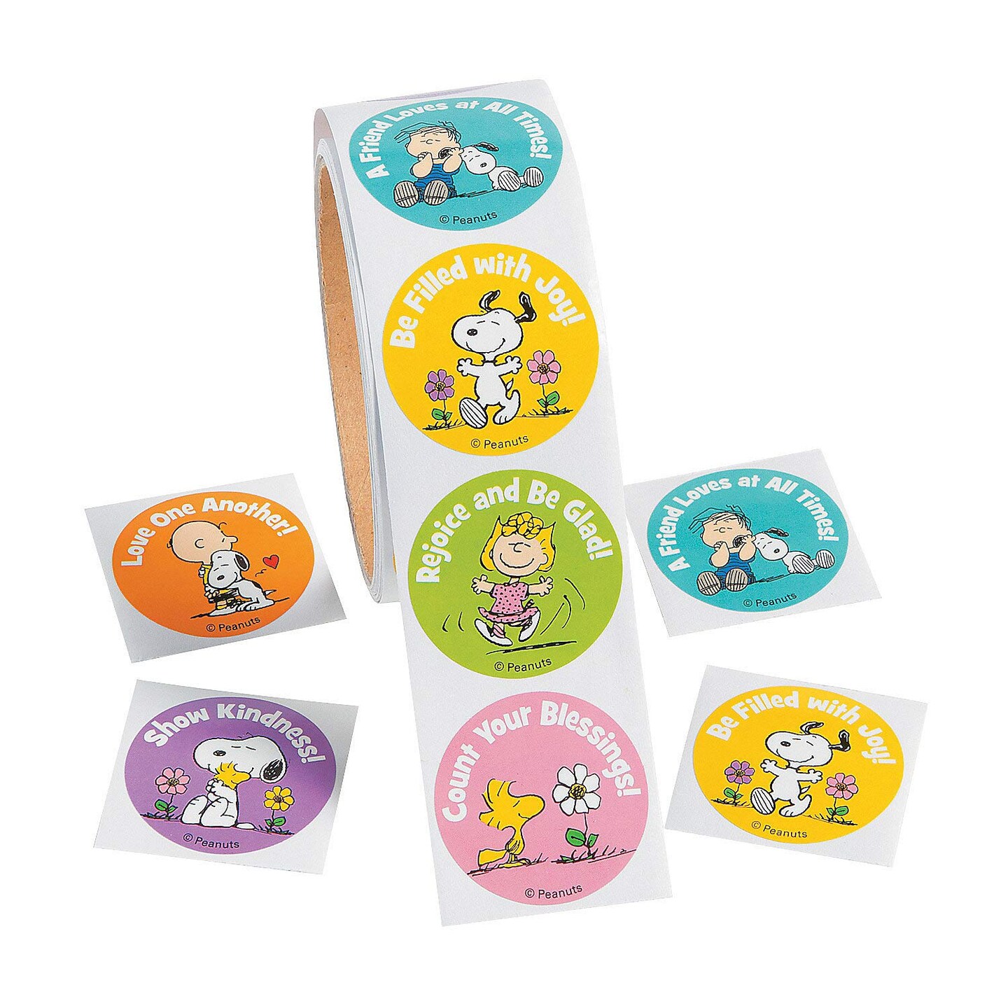 1 1/2" Peanuts Snoopy & Friends Inspirational Sticker Roll 100 Pc