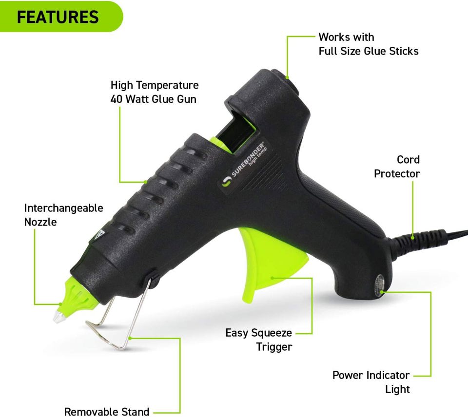 Hot Glue Gun – Small Low Temp, Large 40W, or Dual Temp 40W Craft Glue Gun for DIY, Classroom & Home Projects