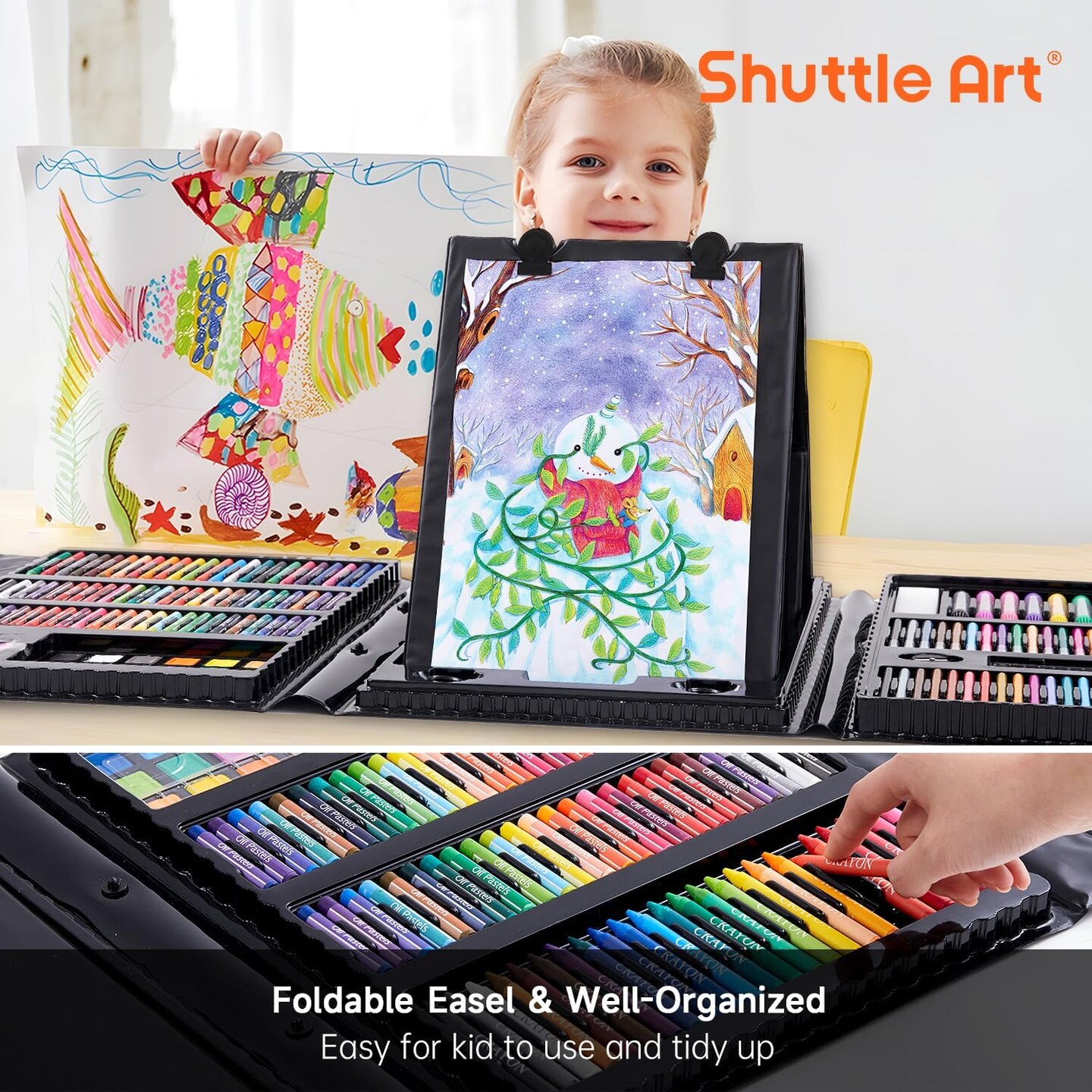 e Art 335 Piece Kids Art Set, Multi-Media Art Supplies,2 Drawing Pads, 2 Coloring Books