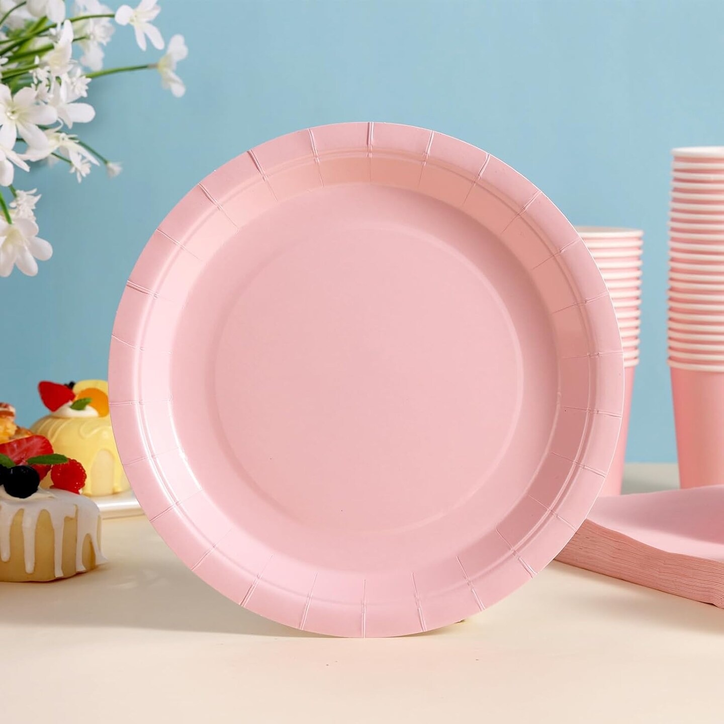 200Pcs Baby Shower Party Supplies Set &#x2013; Plates, Cups &#x26; Napkins for 50 Guests (Pink)