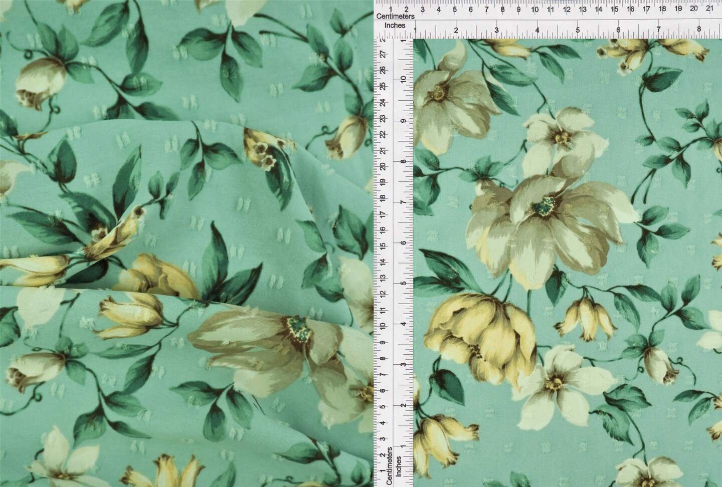 1 Yard Swiss Dot Floral Cey Airflow Fabric, 58/59″ Wide 100% Polyester For Dresses & Apparel