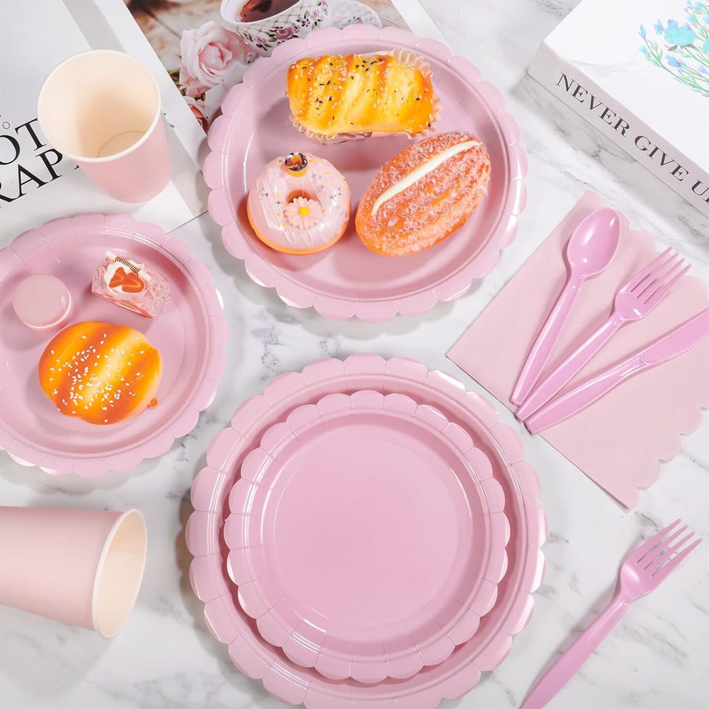 175Pcs Light Pink Baby Shower Supplies Set – Plates, Napkins, Cups & Cutlery (Light Pink)