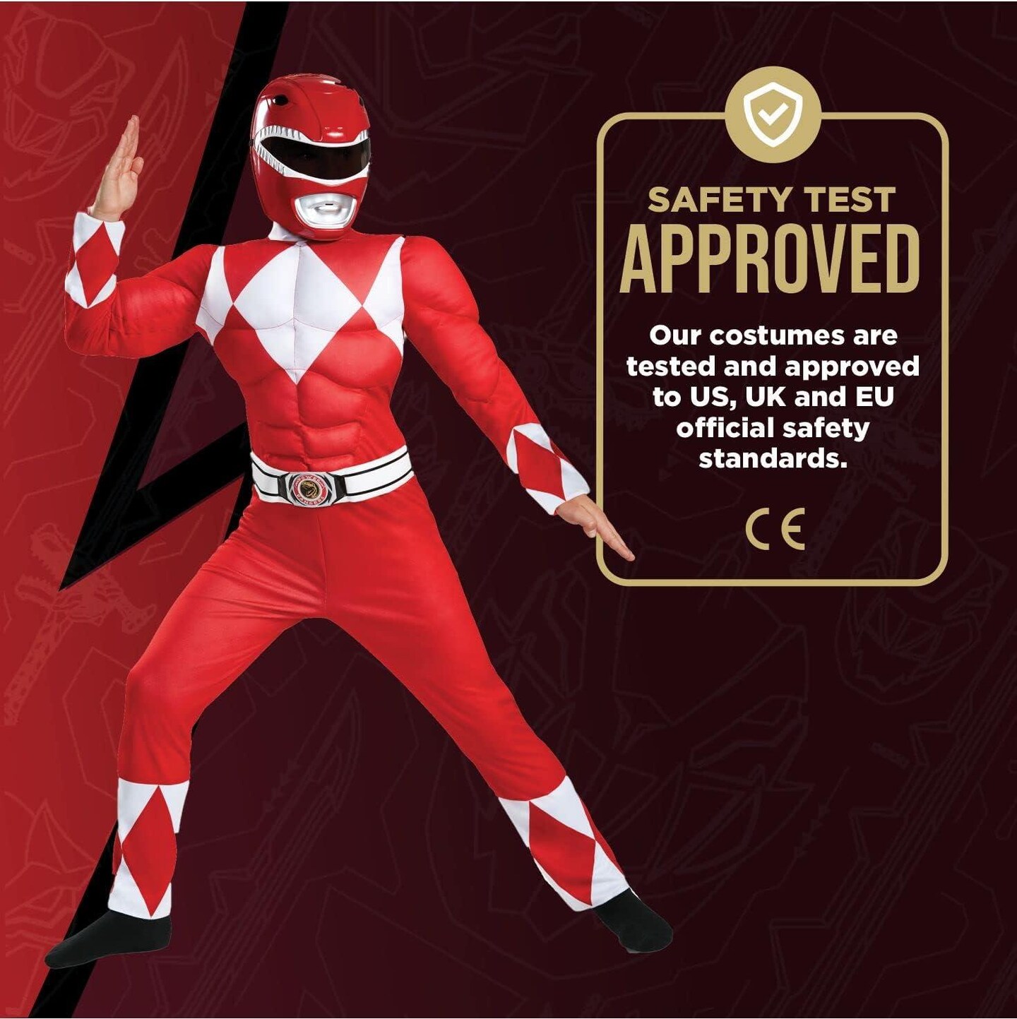 Power Rangers Classic Red Ranger Mighty Morphin Muscle Costume For Kids Small 4-6