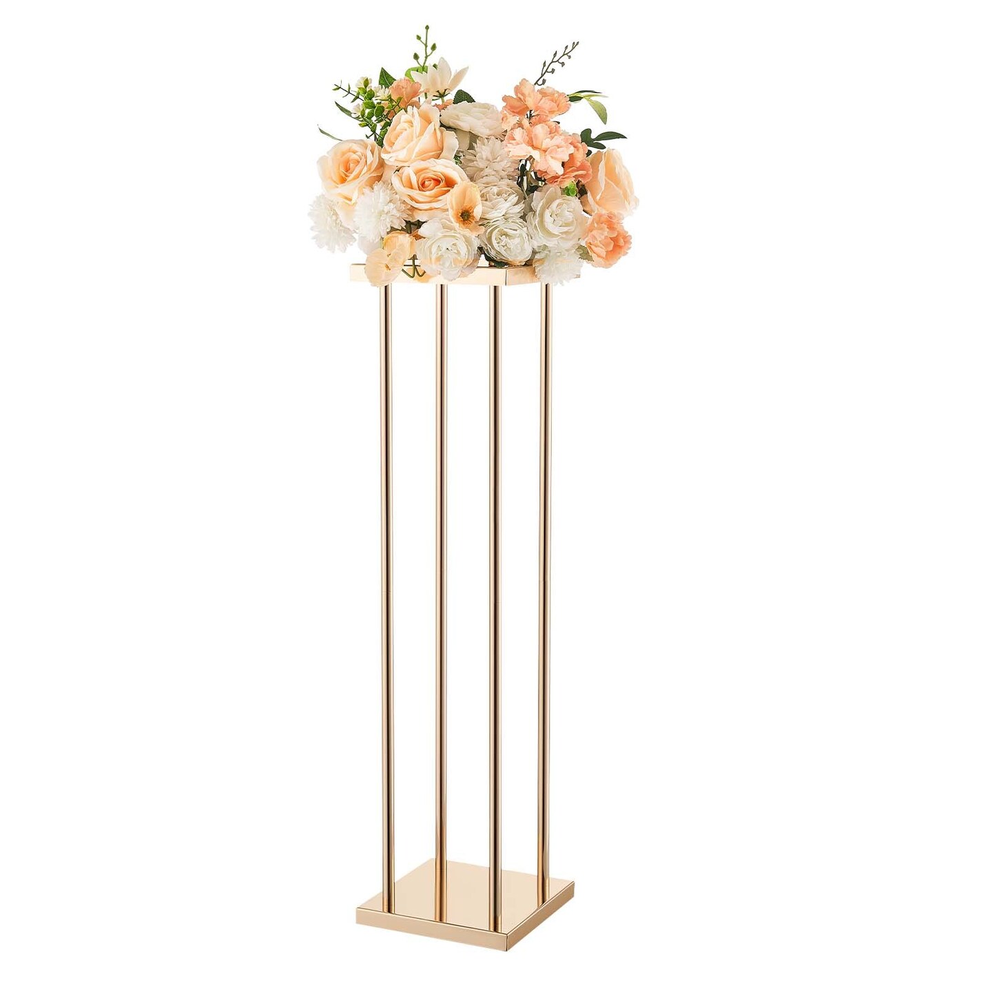 Gold Metal Cube Column Centerpiece Flower Stand 10PCS for Event Decor