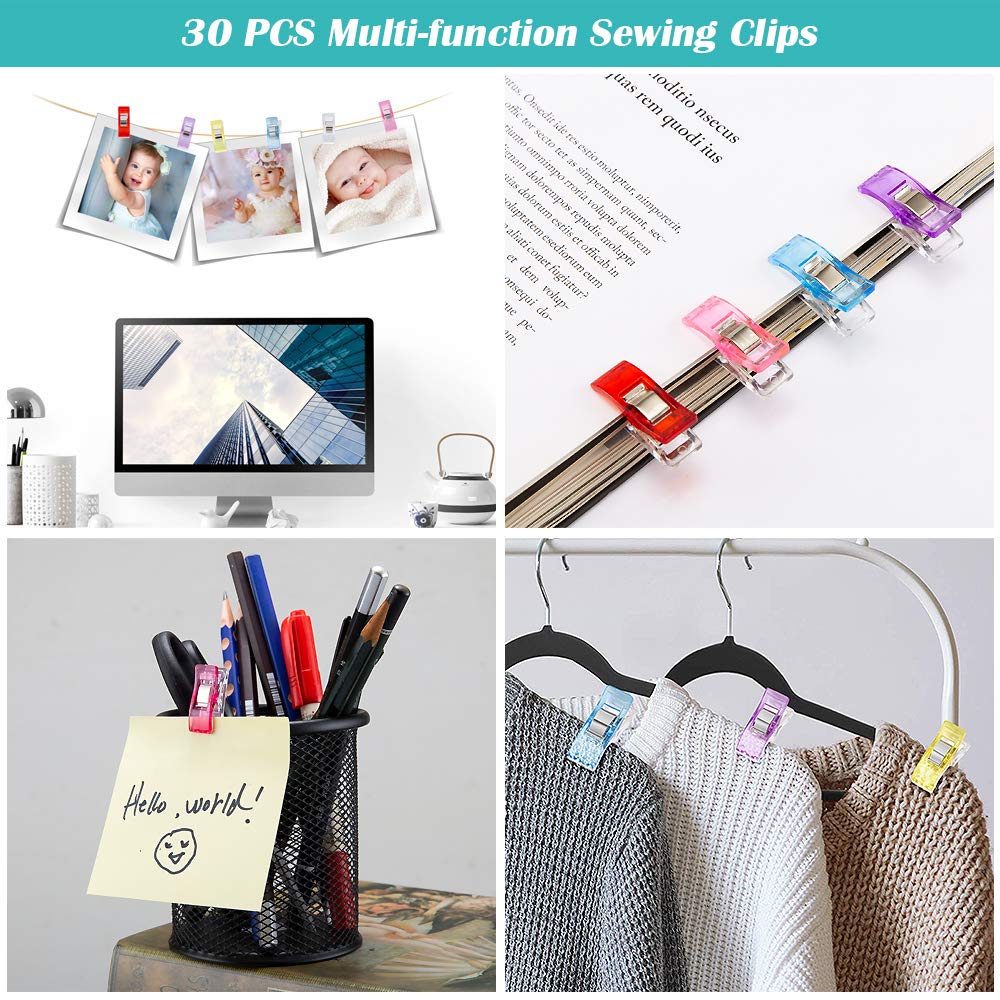 Sewing Clips 100 Pcs Quilting Clips 80 Small +20 Large Fabric Clips Assorted Colors &#x26; Sizes, Multipurpose Plastic Clips Craft Clips Sewing Supplies Quilting Accessories Crafting Tools