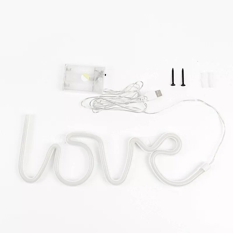 13" Warm White Love Neon Sign LED Hanging Wall Decor Lights Party Decorations