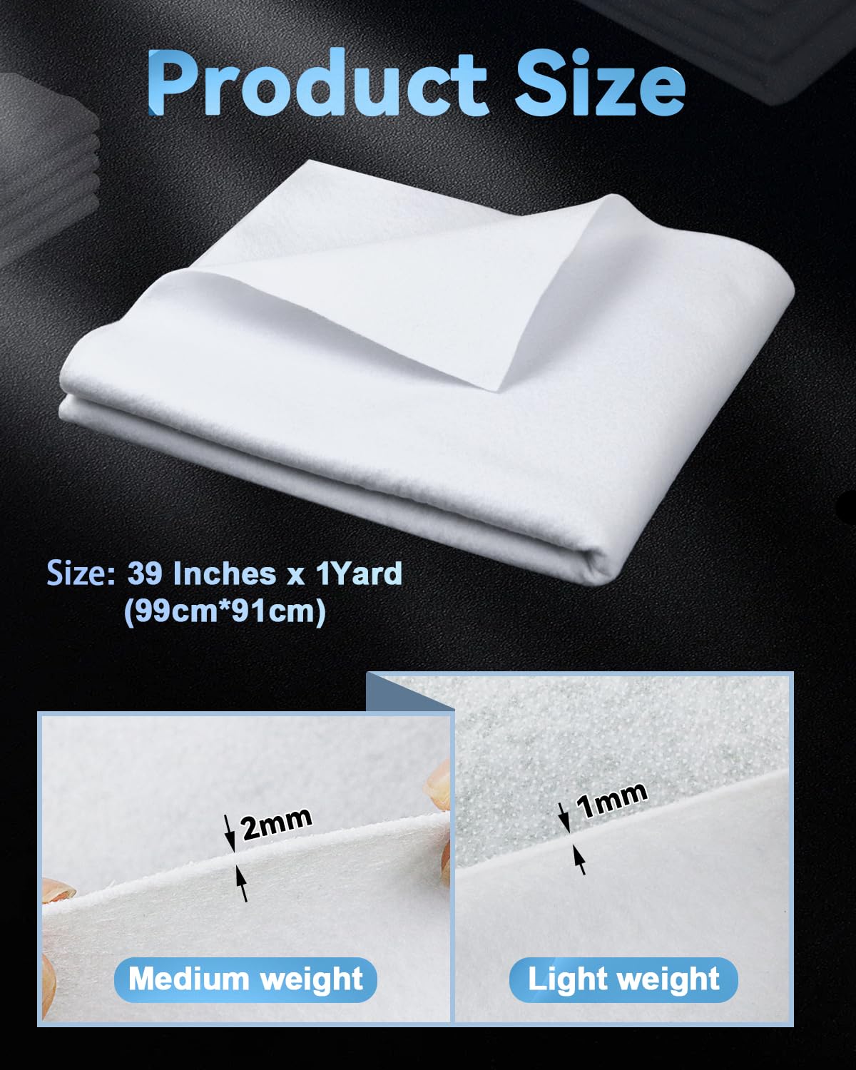 Iron-On Fusible Fleece Interfacing: Medium Weight One-Sided Loft Iron On Fusible Fleece White for Quilting Tote Bags and Home Decor(39 Inches x 1 Yard)