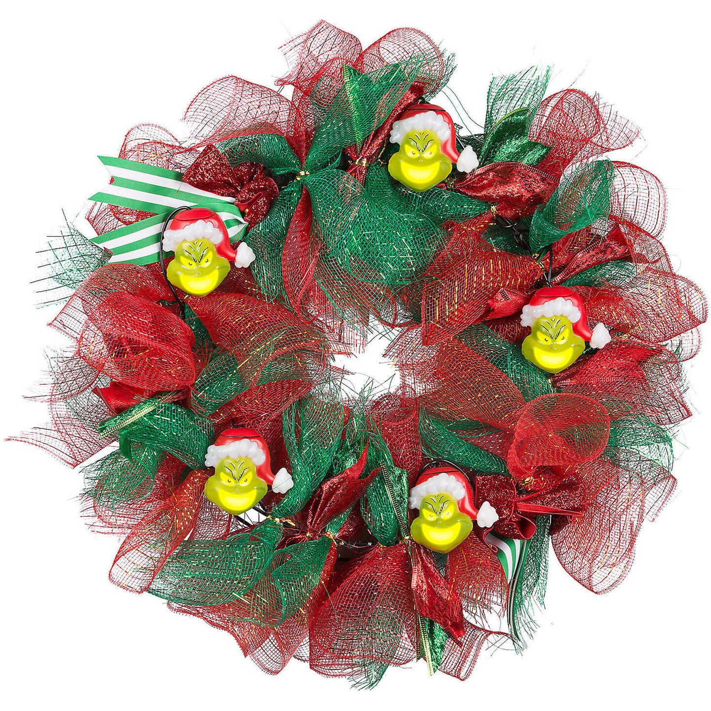 Grinch Musical Wreath Lighted Christmas Decoration 22&#x22;