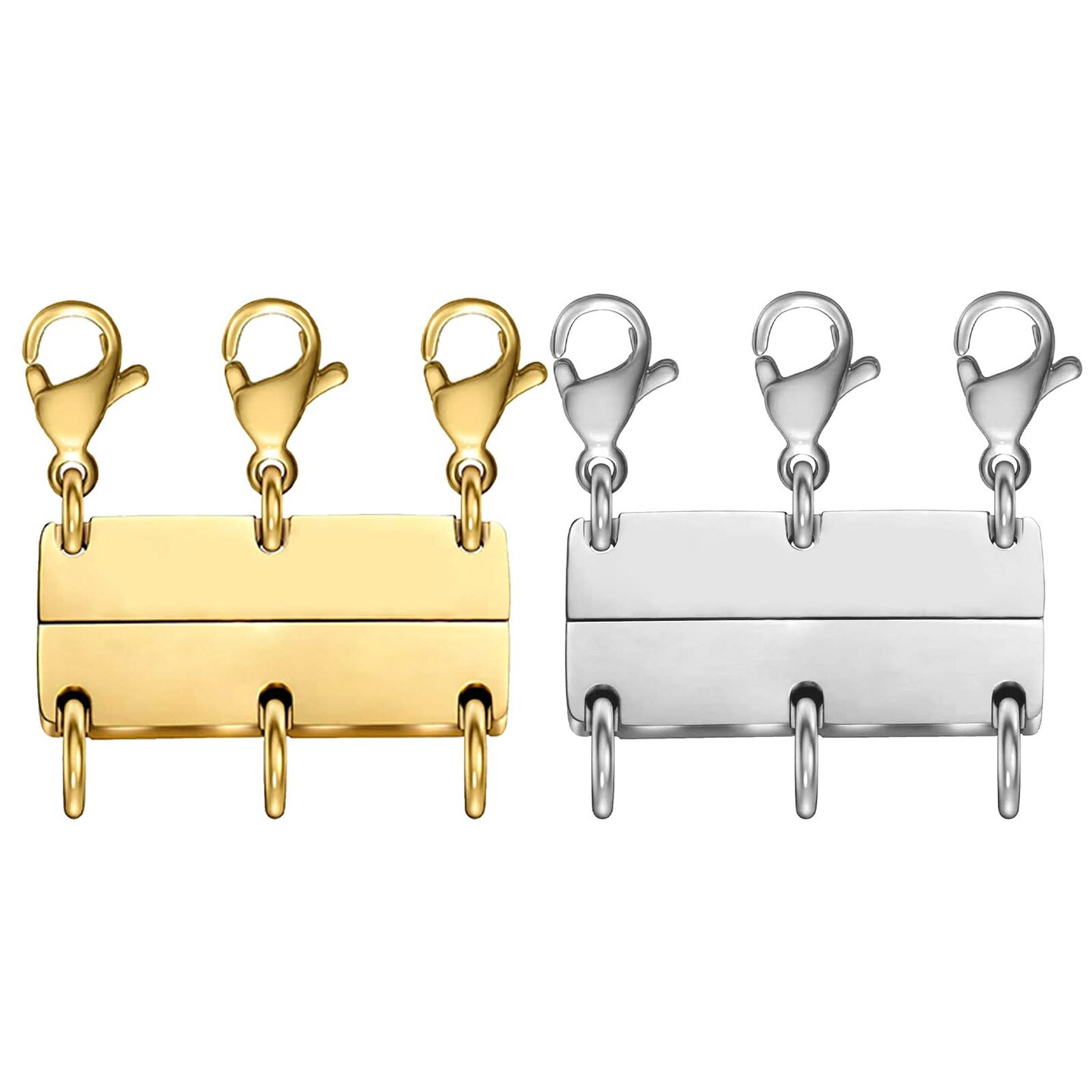OHINGLT Layered Necklace Clasp 18K Gold and Silver Necklace Separator for Layering Multiple Necklace Clasps and Closures for Women
