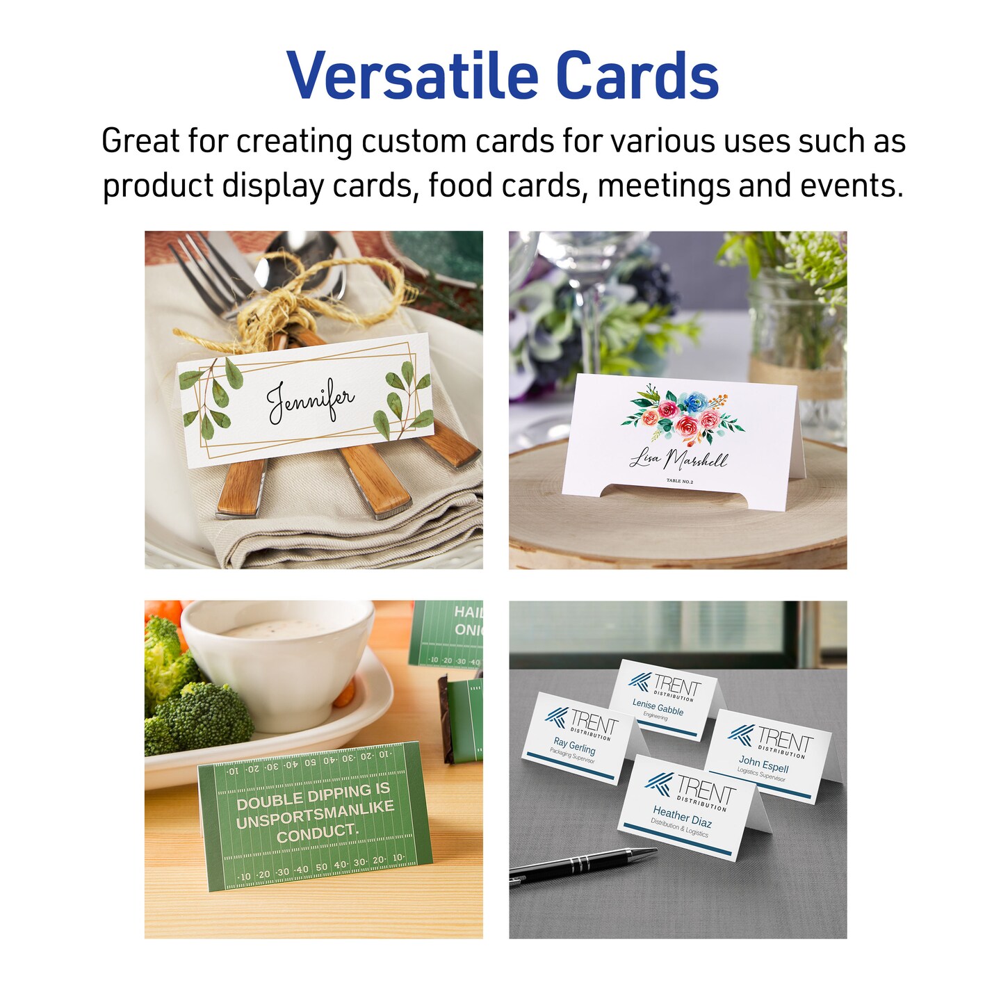Avery Printable Place Cards with Sure Feed Technology, 1-7/16" x 3-3/4", Textured Ivory, 150 Blank Tent Cards for Laser or Inkjet Printers (5012)