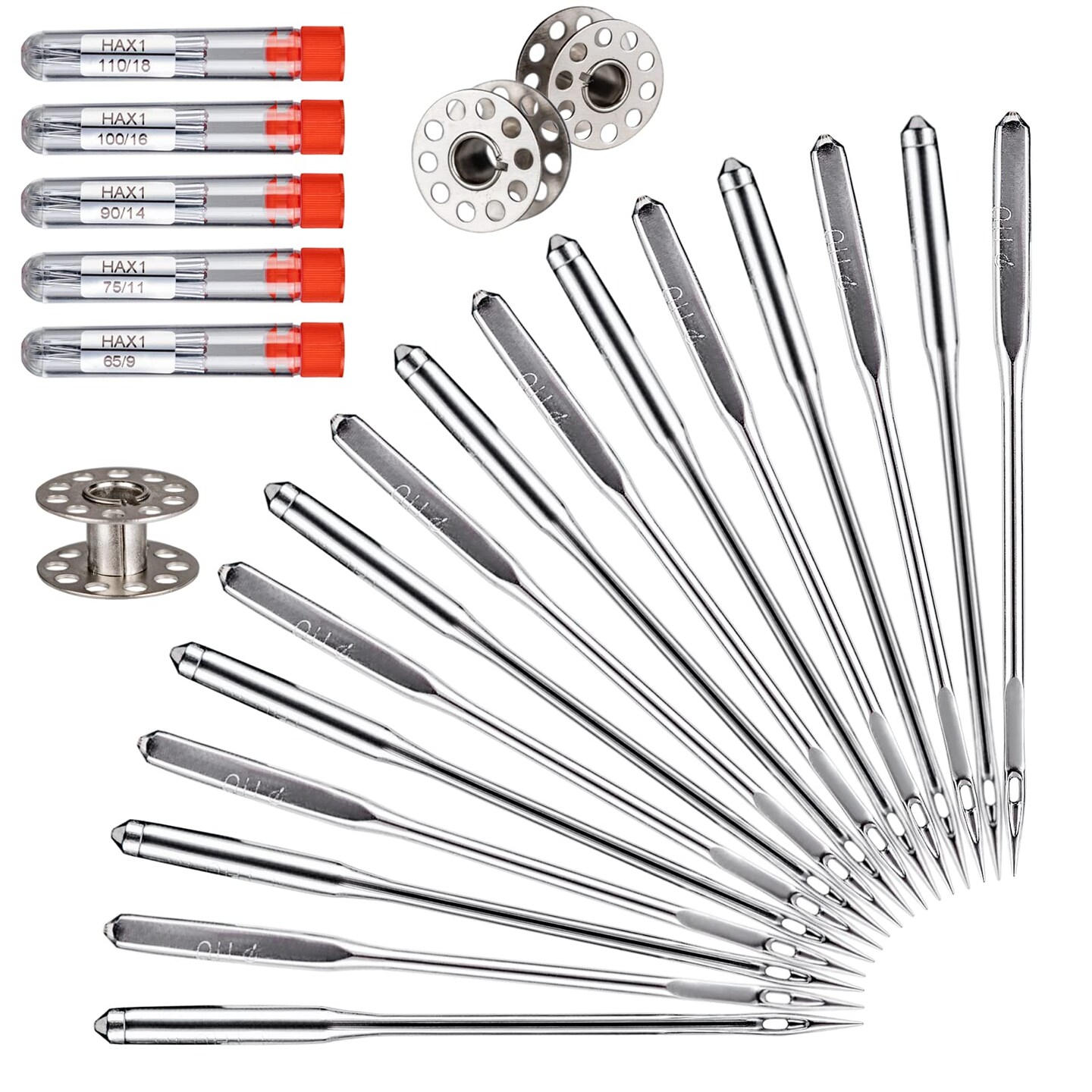 Sewing Machine Needles, 50 PCS Universal Sewing Machine Needle, Compatible with Singer, Brother, Janome, Varmax, Sizes HAX1 65/9, 75/11, 90/14, 100/16, 110/18 (50 PCS)