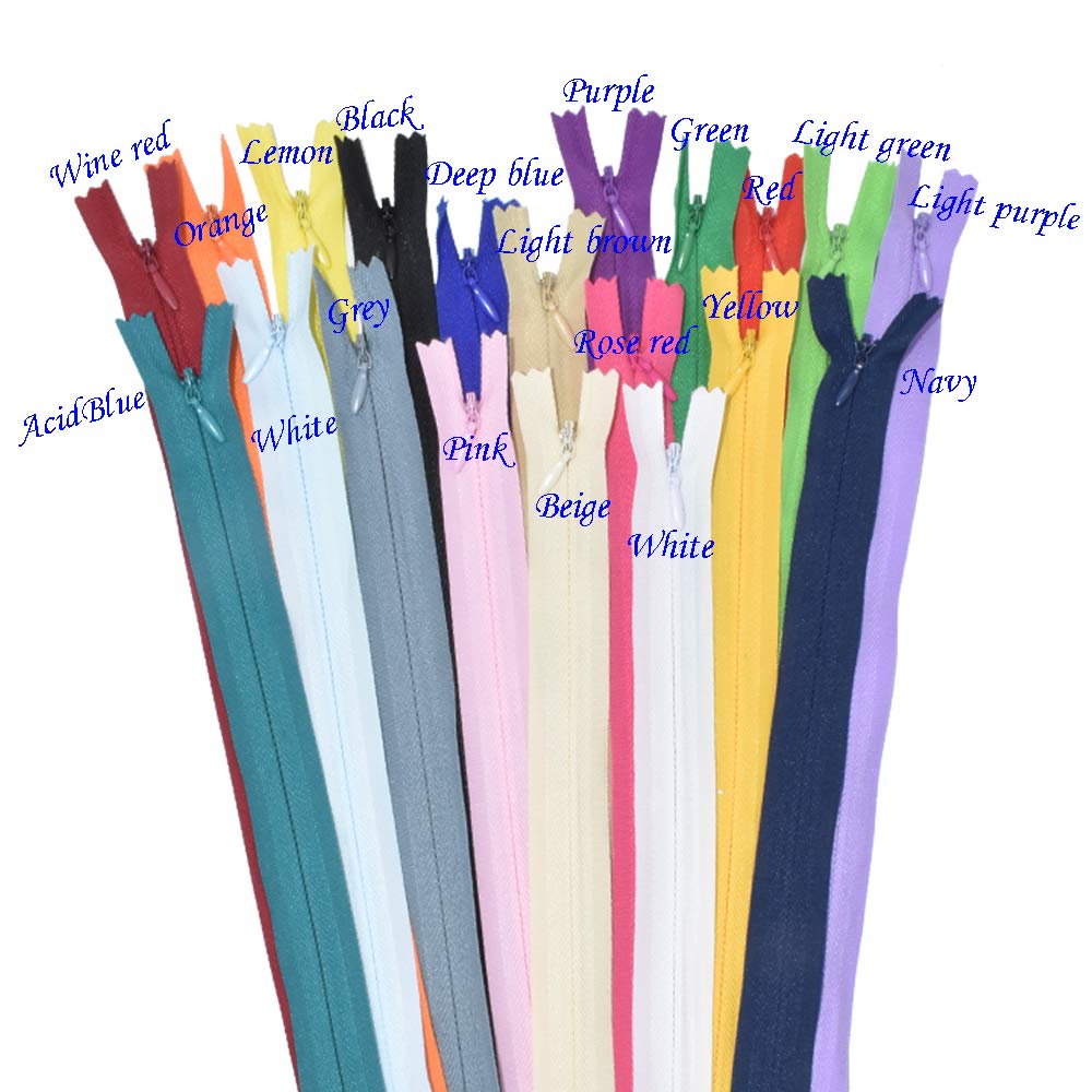 12.5&#x22; 40 Pcs Nylon Invisible Zipper for Tailor Sewer Sewing Craft Crafter&#x27;s Tools Garment Special 20 Colors (12.5inch)