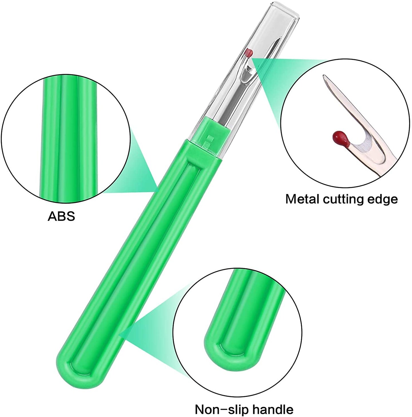 Seam Ripper and Thread Remover Kit,2 Big and 2 Small Sewing Stitch Thread Unpicker and 1 Sewing Trimming Scissor Nipper Tool for Thread Remove(Multi-Color)