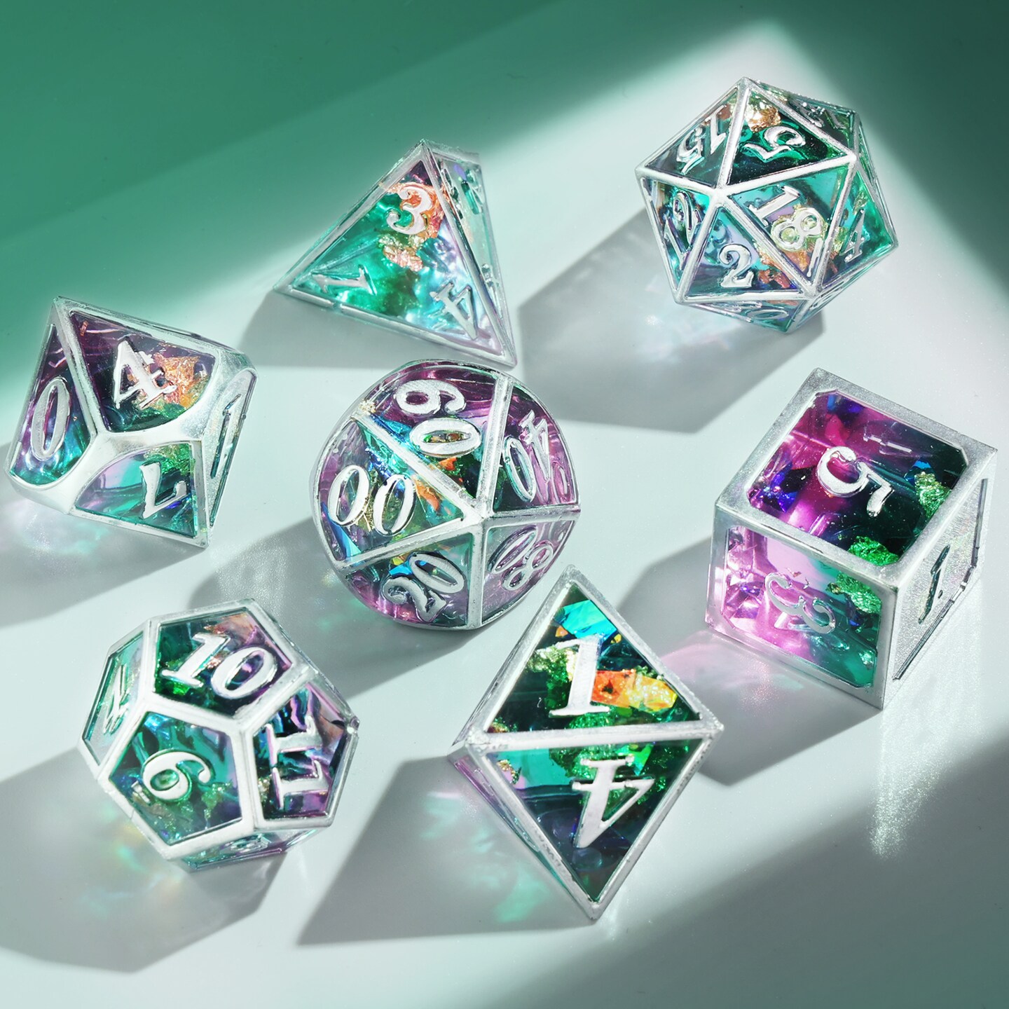 LET&#x27;S RESIN Upgraded Dice Resin Molds, Large DND Silicone Dice Molds for Resin with 7 Cavities, Polyhedral Stereoscopic Game Dice Epoxy Resin Molds for DIY Dices Making, Table Board Game