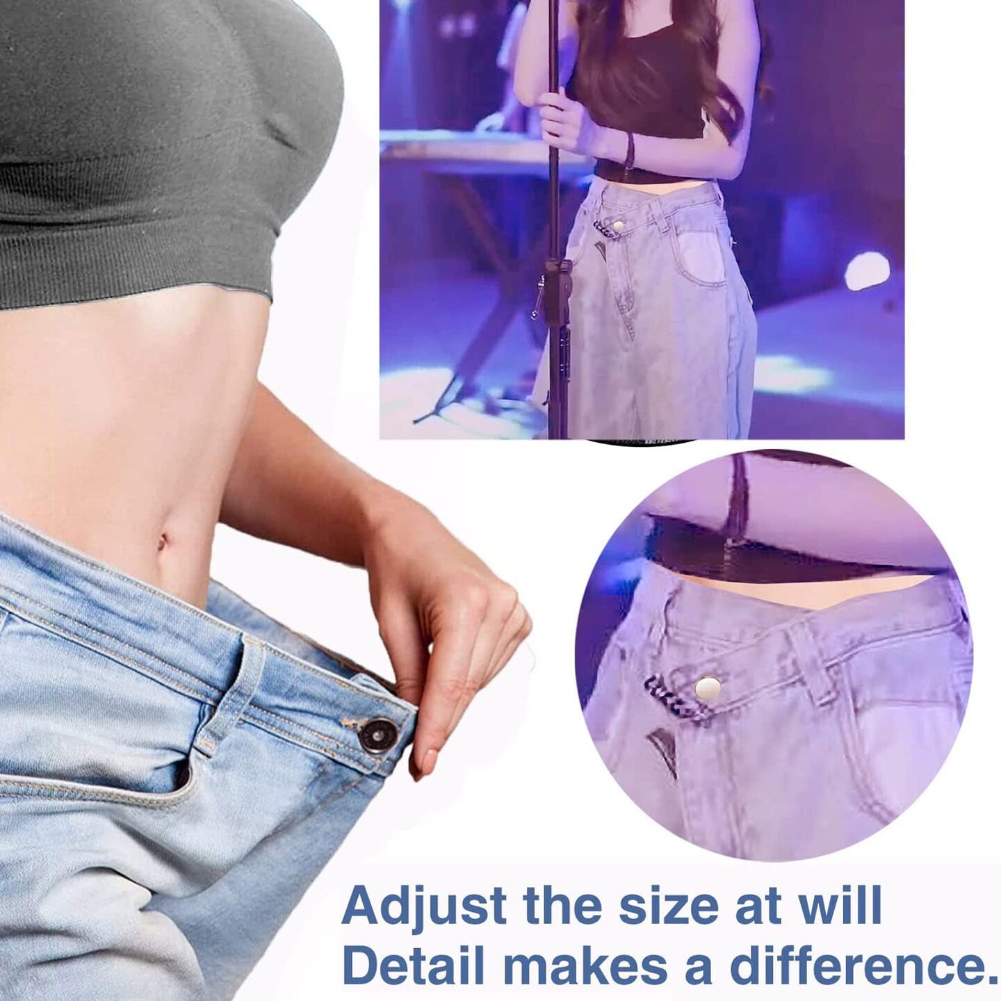 8 Sets of 17 mm Pants Button, Jean Buttons Pins for Loose Jeans, Adjustable Button for Jeans, Reusable and Adjustable Metal Pants Button Tightener