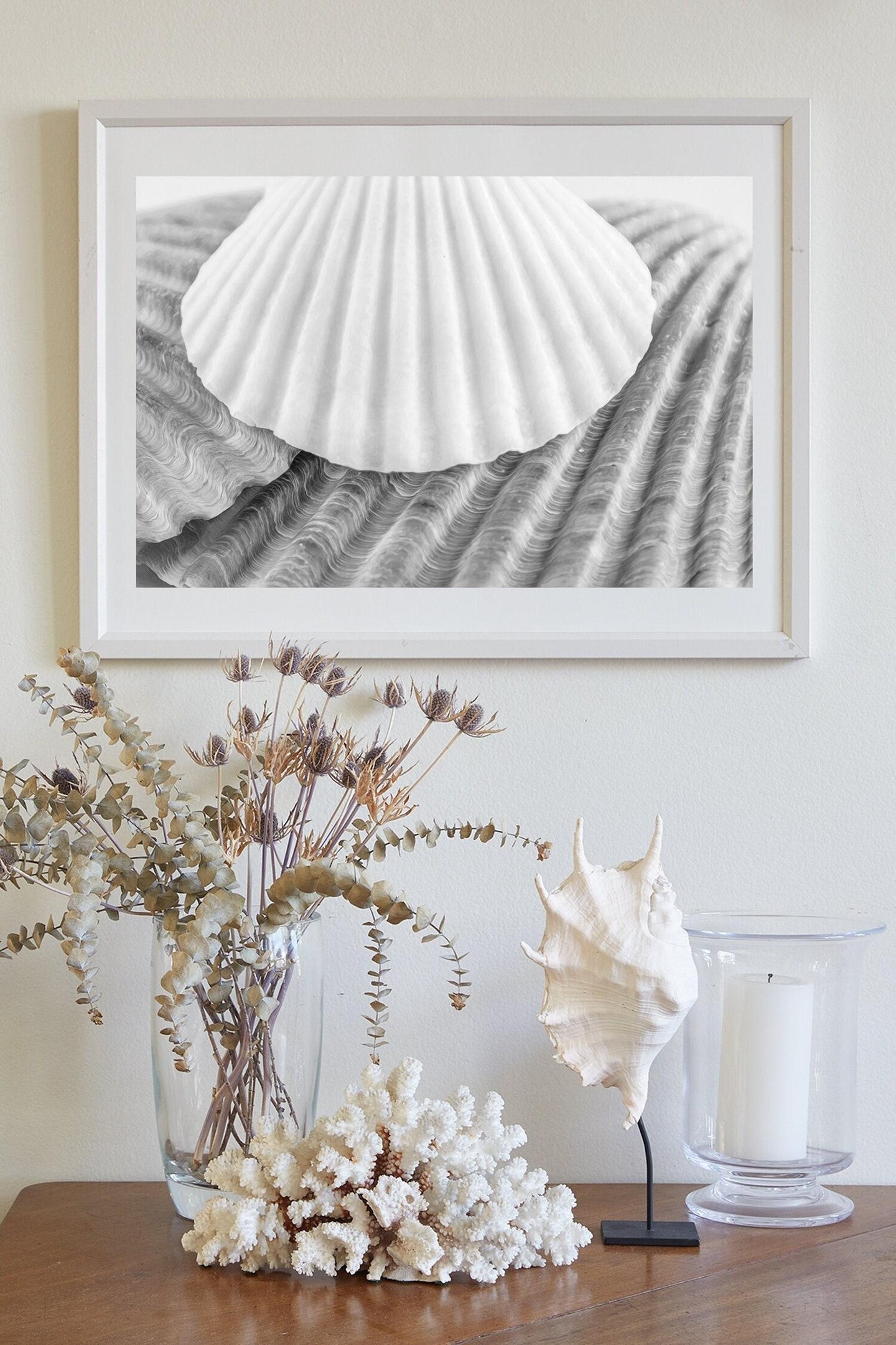 Seashells Wall Decor for Bathroom in Black and White product 2