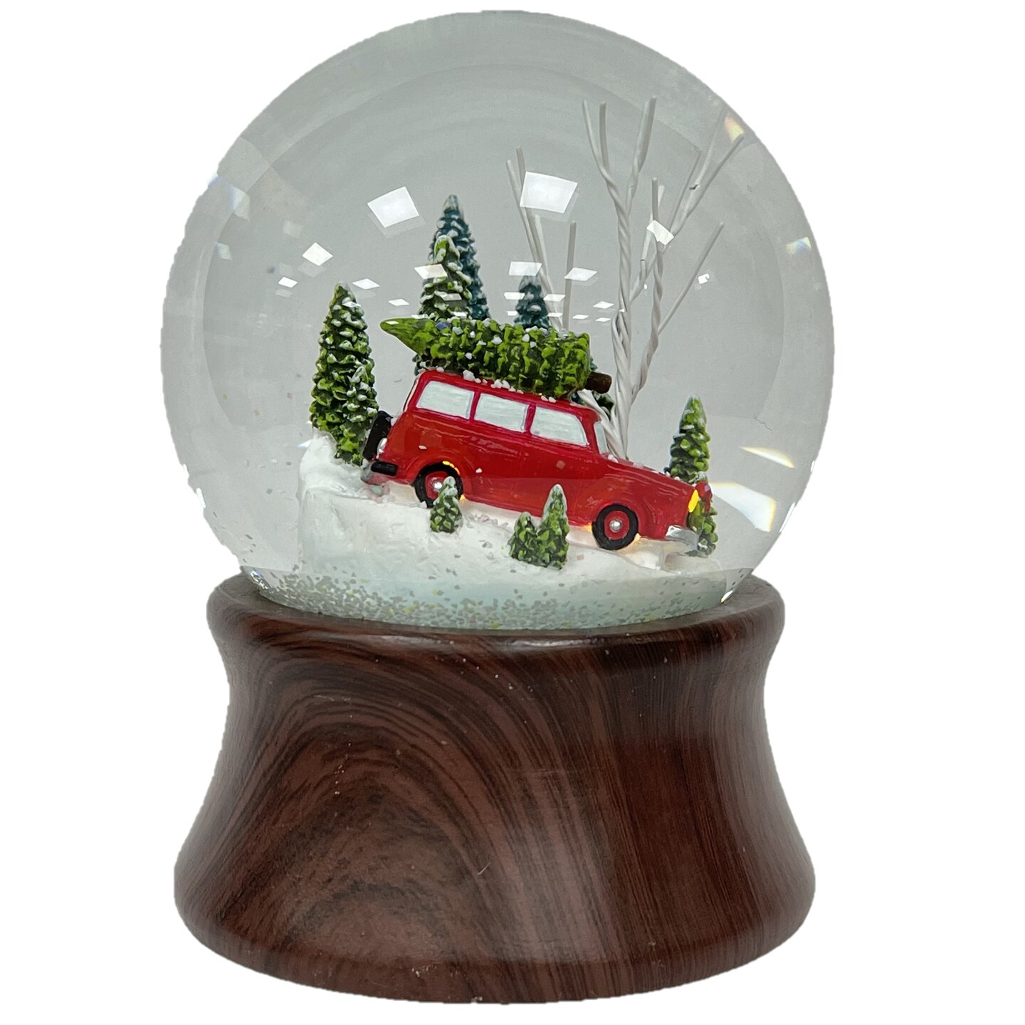Ashfield &#x26; Harkness Red Truck Special Delivery Decorative Wind Up Music Box Gifts Snow Globe with LED battery operated light