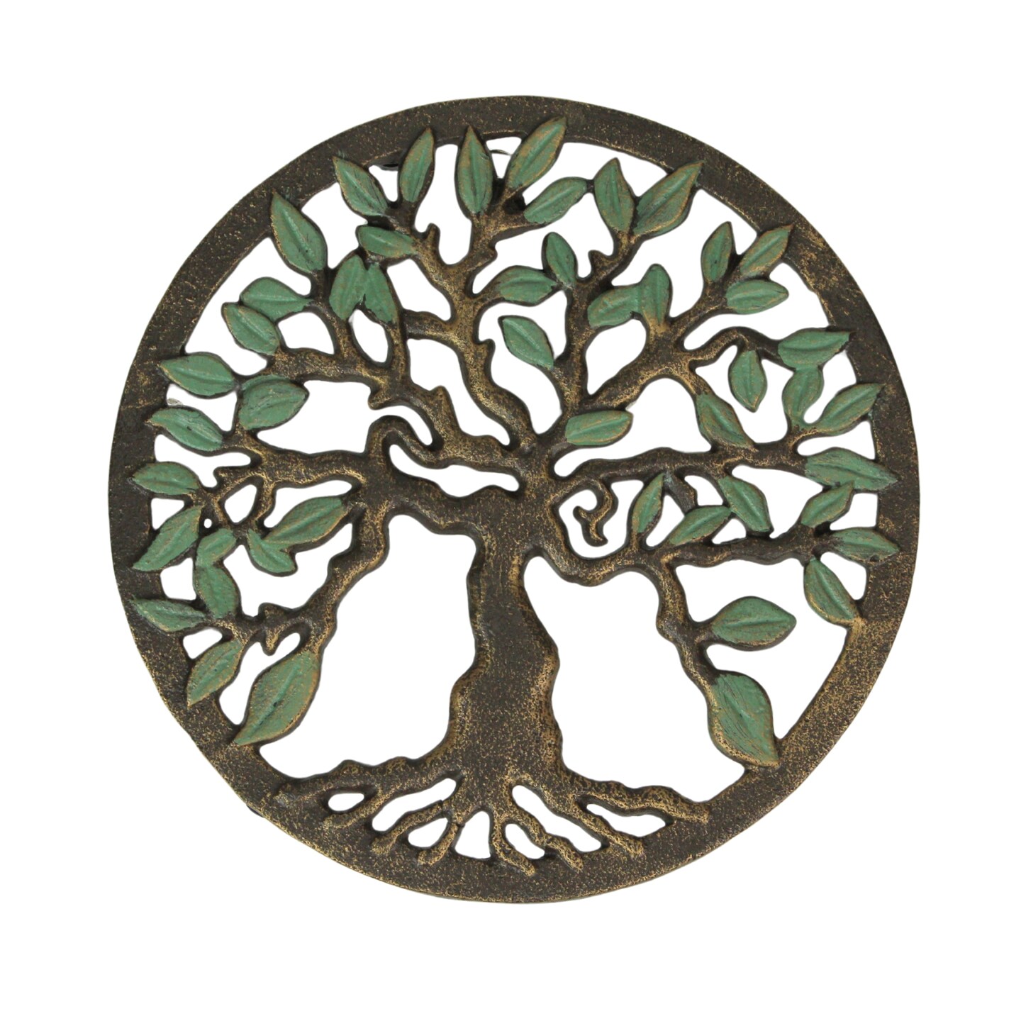 Cast Iron Tree of Life Trivet &#x2013; Gold Finish, 7.75&#x22;, Heat-Resistant, Wall Art