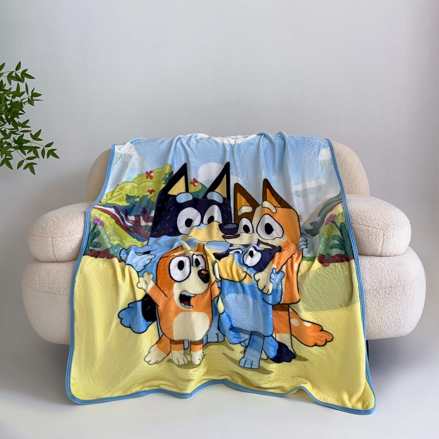 Bluey Family Photo Micro Raschel Throw Blanket 48&#xD7;60 Inches