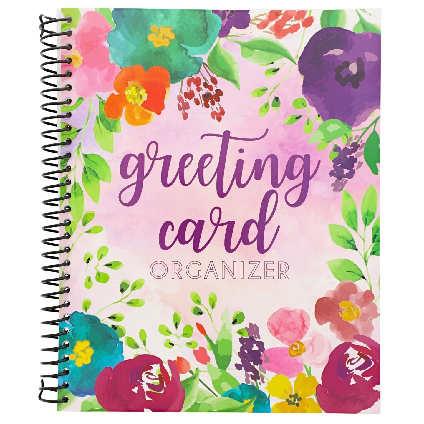 Sustainable Greetings Floral Month by Month Greeting Card Organizer Book with 24 Pockets, Card and File Keeper Dividers for Birthdays, Weddings, Graduation Parties, Holiday Reminders (8.5 x 10 In)