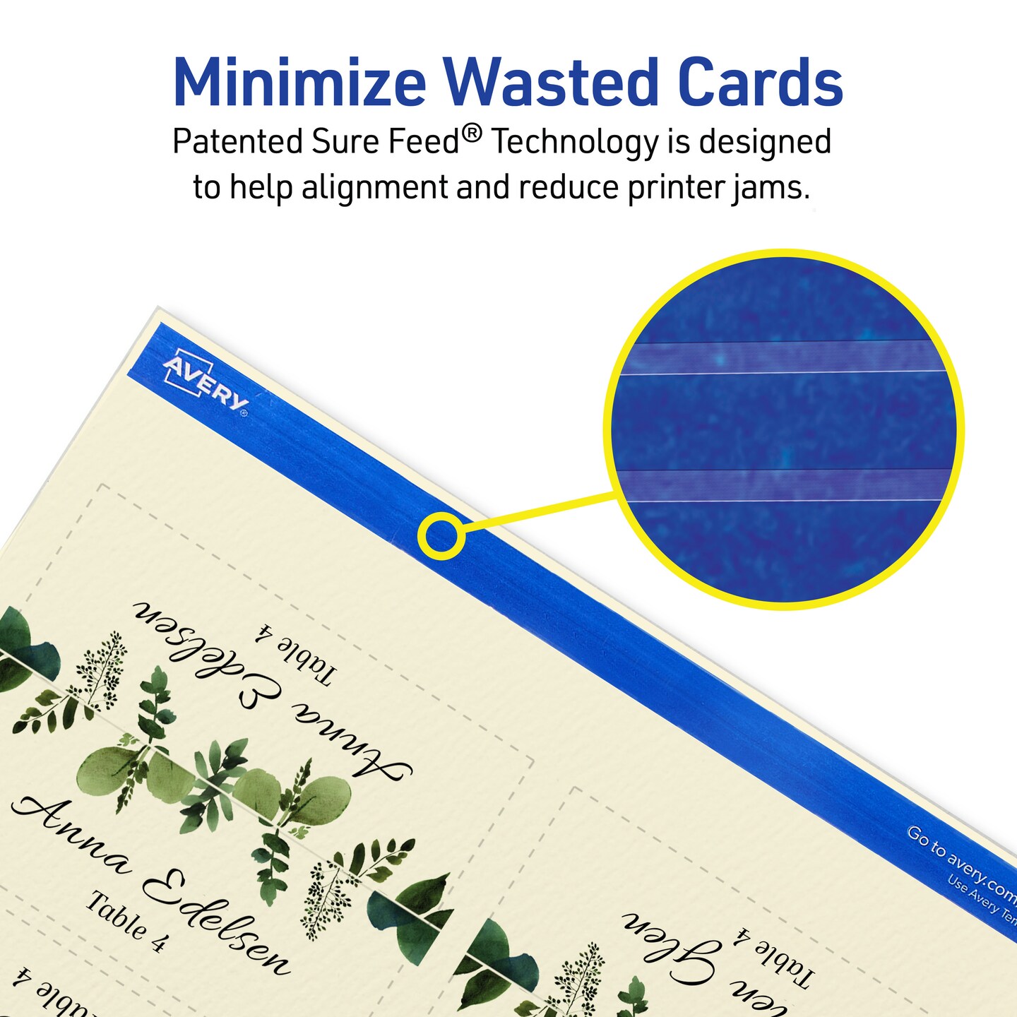Avery Printable Place Cards with Sure Feed Technology, 1-7/16" x 3-3/4", Textured Ivory, 150 Blank Tent Cards for Laser or Inkjet Printers (5012)
