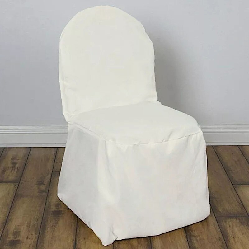10 IVORY Polyester BANQUET CHAIR COVERS Wedding Ceremony Supplies Event D&#xE9;cor