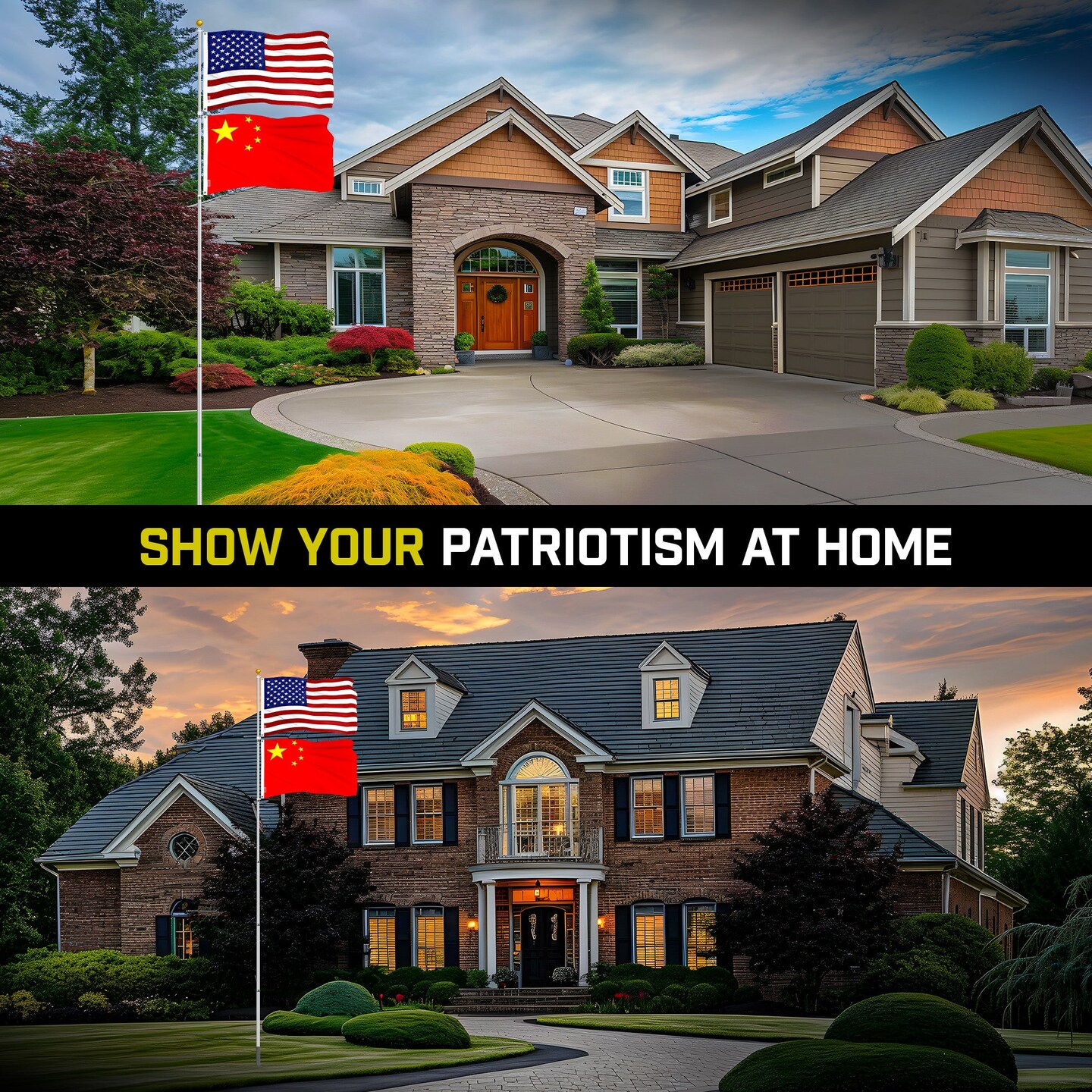 G128 Combo Pack: 25 Ft Telescoping Aluminum Flagpole (Silver) &#x26; American and China Flags 3x5 Ft, Both ToughWeave Series Embroidered Polyester | Pole with Flags Included