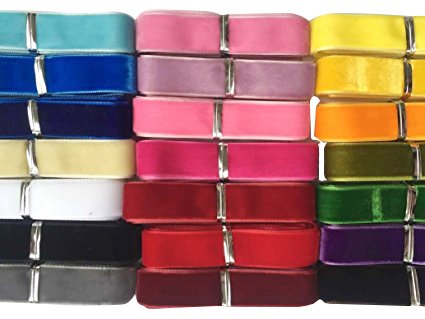 Chenkou Craft 20Yards 5/8&#x22; Velvet Ribbon Total 20 Colors Assorted Lots Bulk (Multicolored, 5/8&#x22;(15mm))