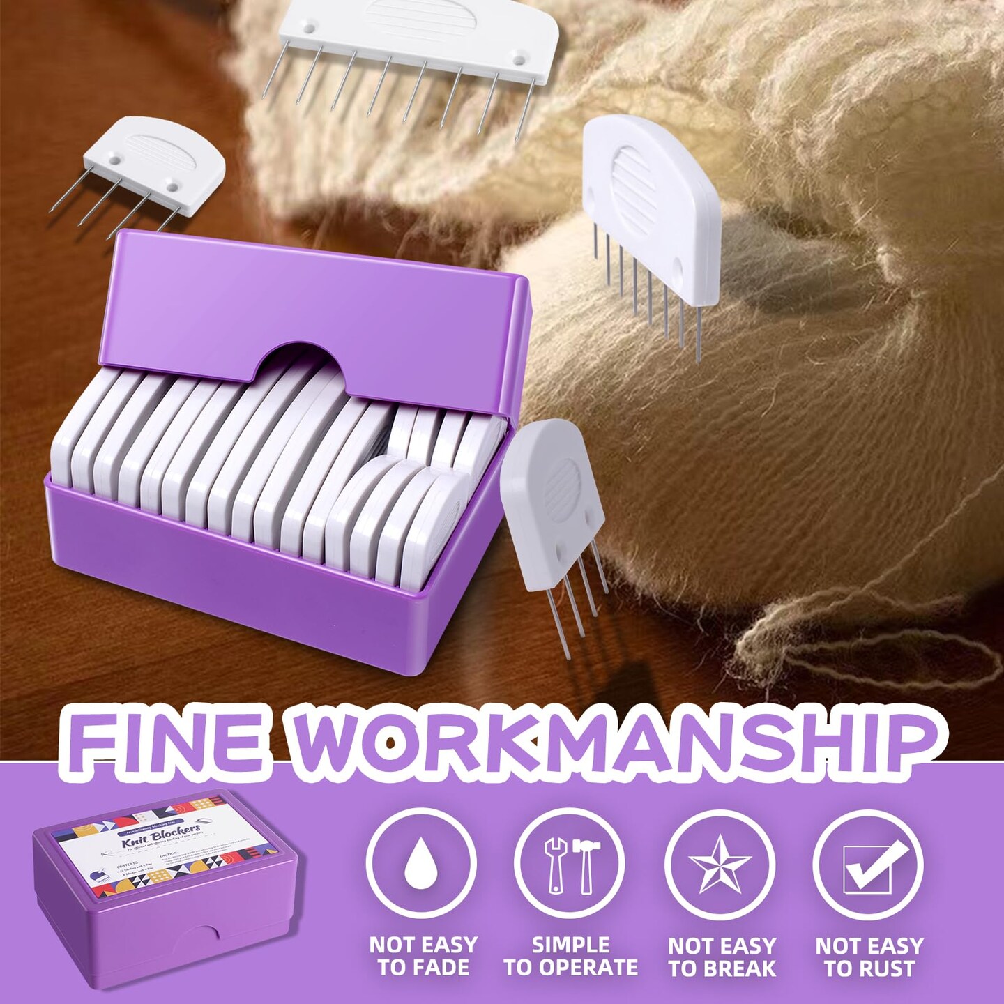 20Pcs Knit Blockers &#x26; Pins Kit, Knit Blocking Combs for Blocking Knitting Crochet Sewing Lace Needlework Projects Tool Device