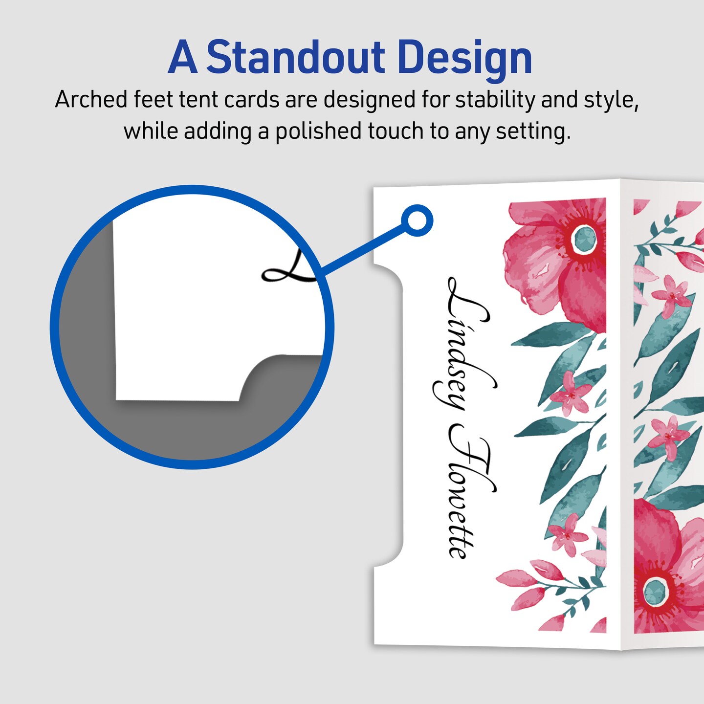 Avery Printable Arched Place Cards with Sure Feed Technology, 2-1/16" x 3-3/4", White, 100 Blank Tent Cards for Laser or Inkjet Printers (35700)