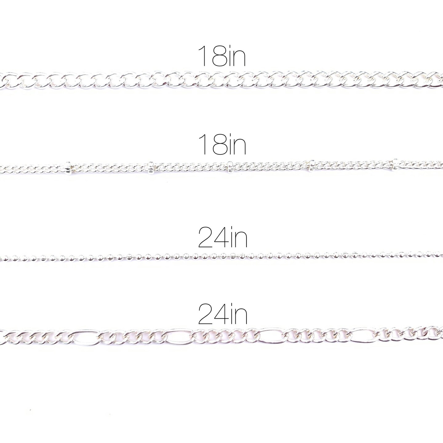 Silver Chain Necklaces, Assorted 4pc by Jewelry Made By Me&#xAE;
