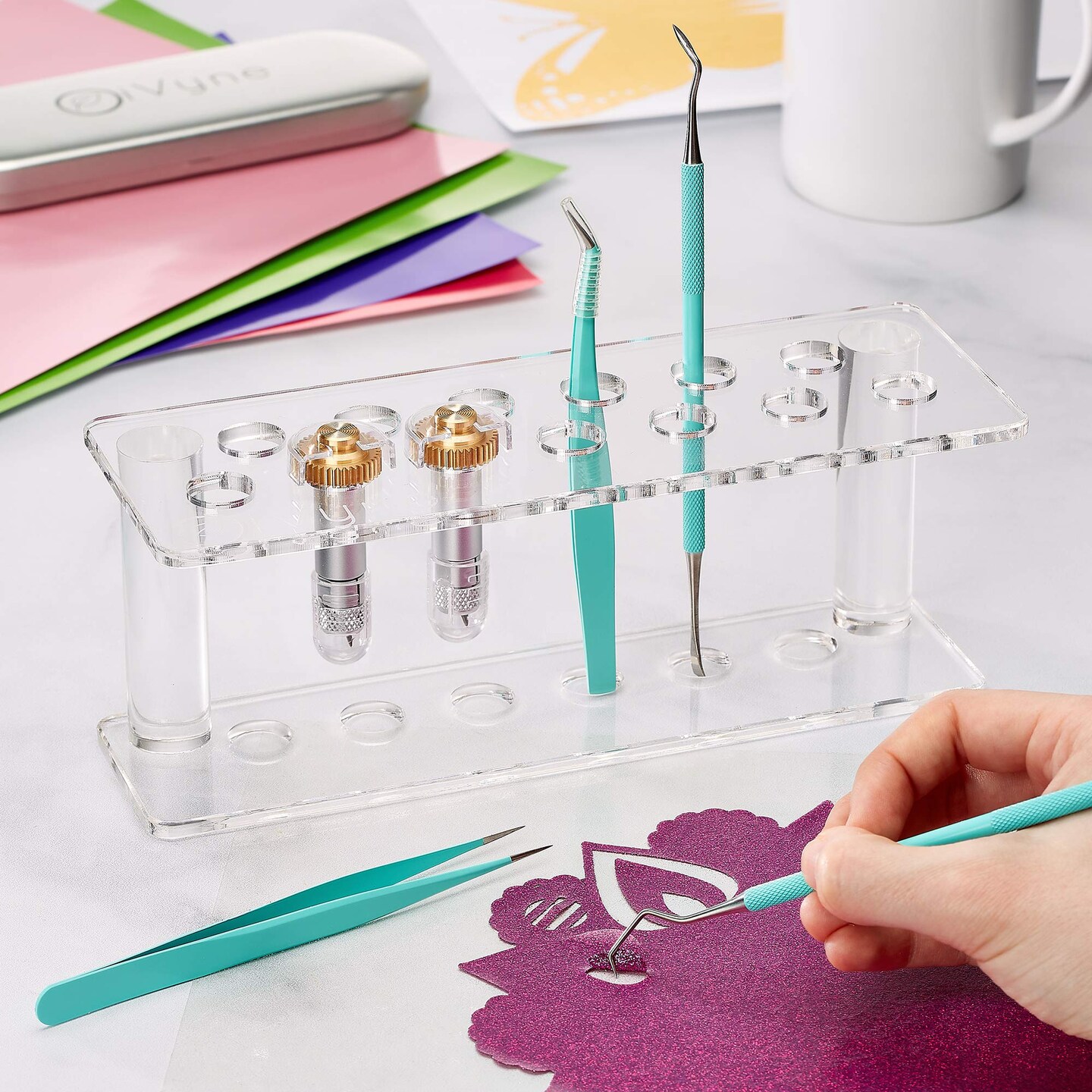 Premium Vinyl Weeding Tool Kit - Precision Stainless Steel Weeder - Hook and Pick with Fine Tweezers Crafting Set - by iVyne