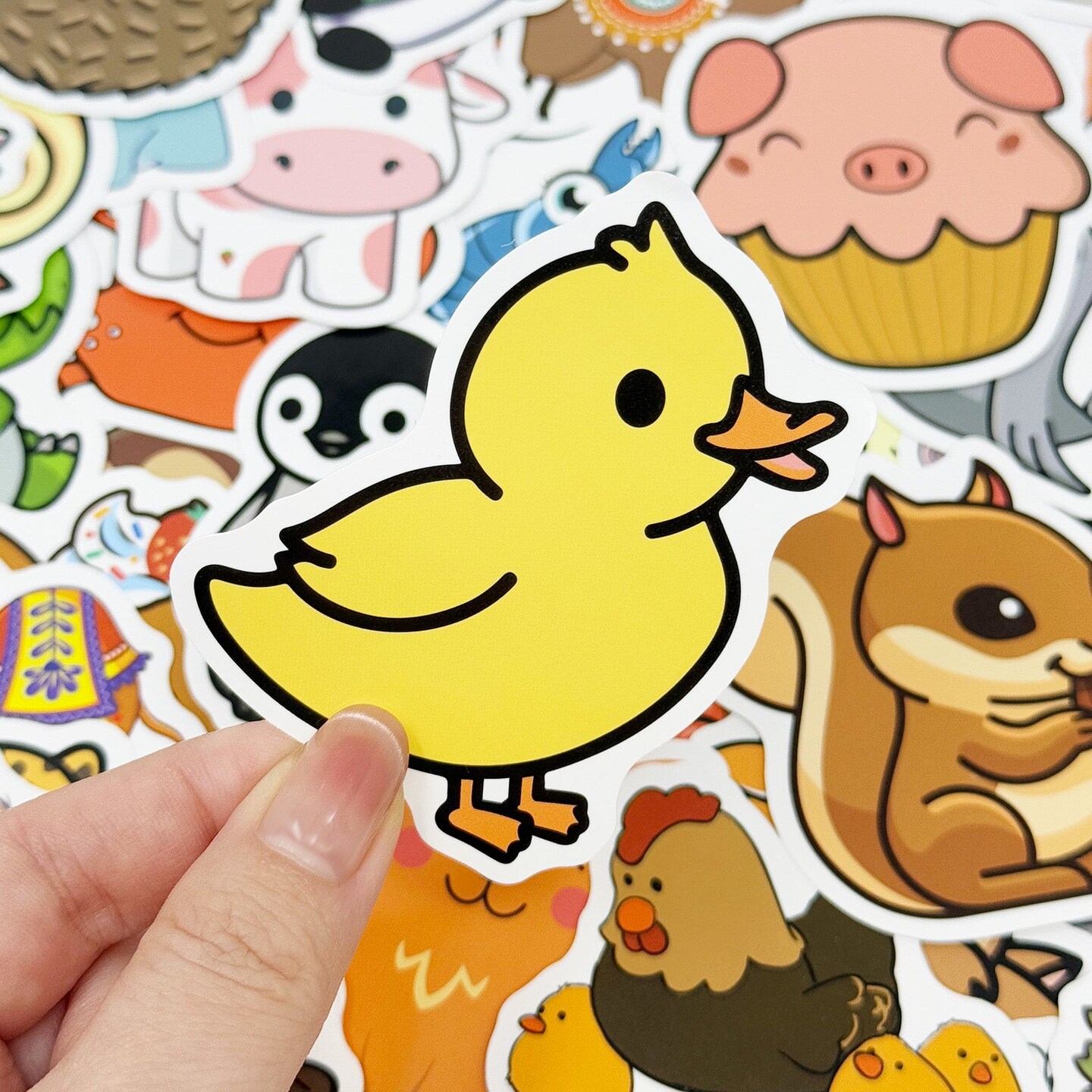 Wrapables Waterproof Vinyl Stickers for Water Bottles, Laptop, Phones, Skateboards, Decals for Teens, 100pcs Cartoon Animals