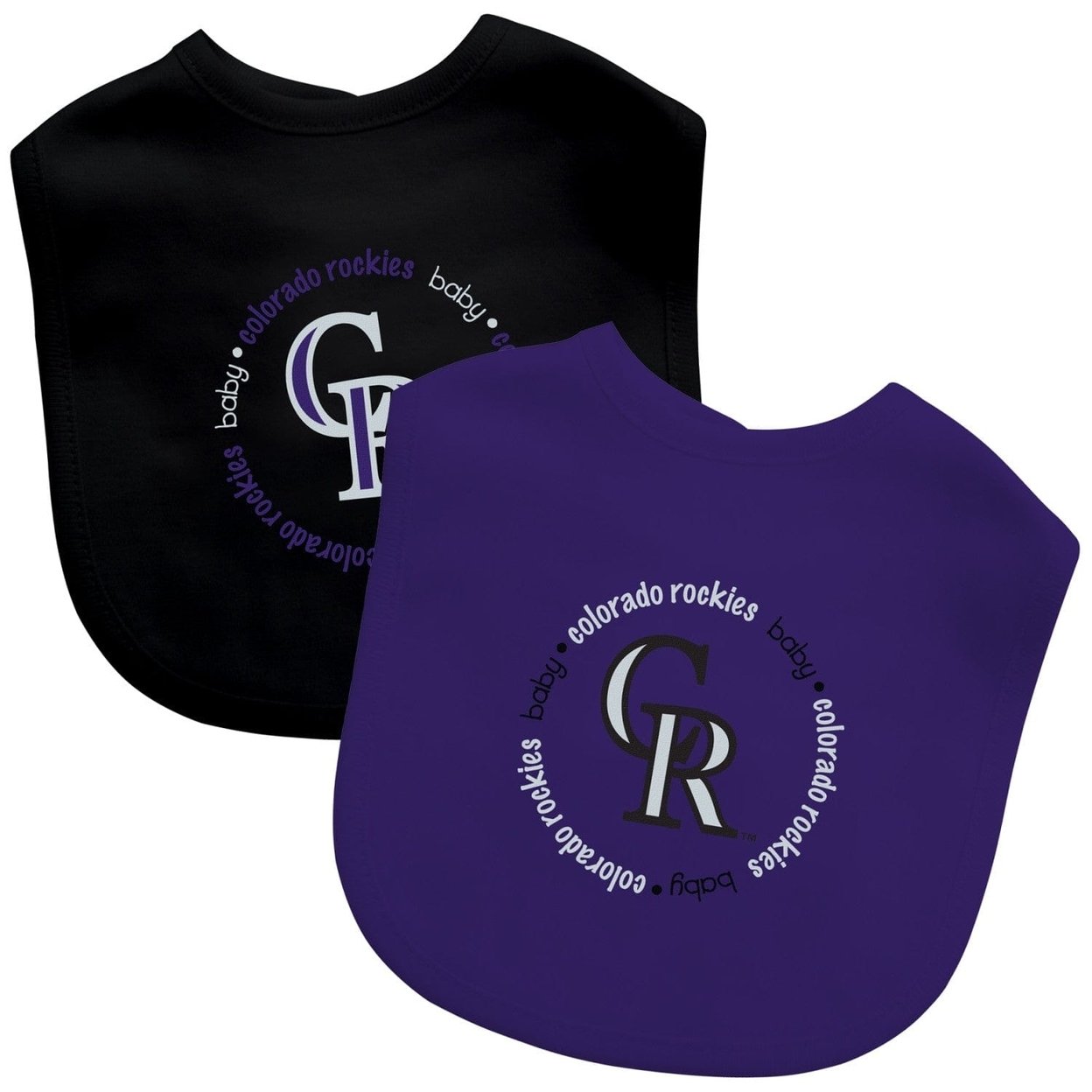 Colorado Rockies Baby Bibs 2-Pack Purple Black Cotton Mlb Unisex Infants