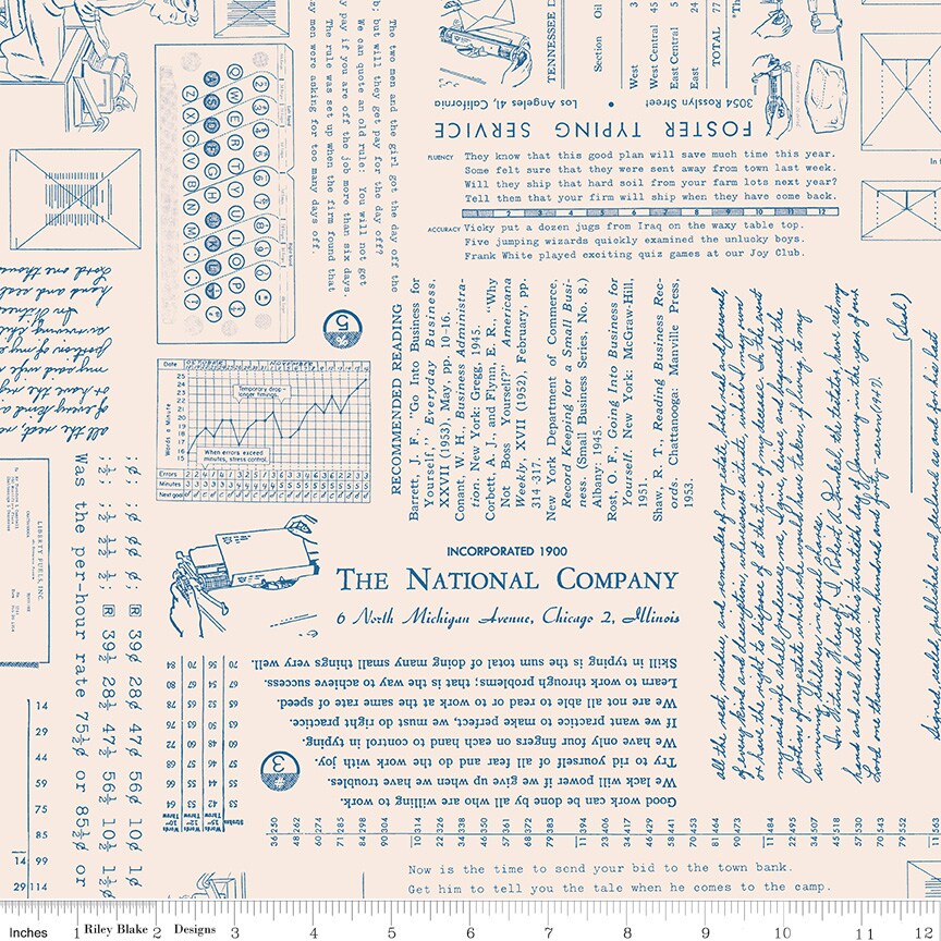 TYPEography Background in Denim (c16851-denim) | TYPEography | Lori Holt | Riley Blake