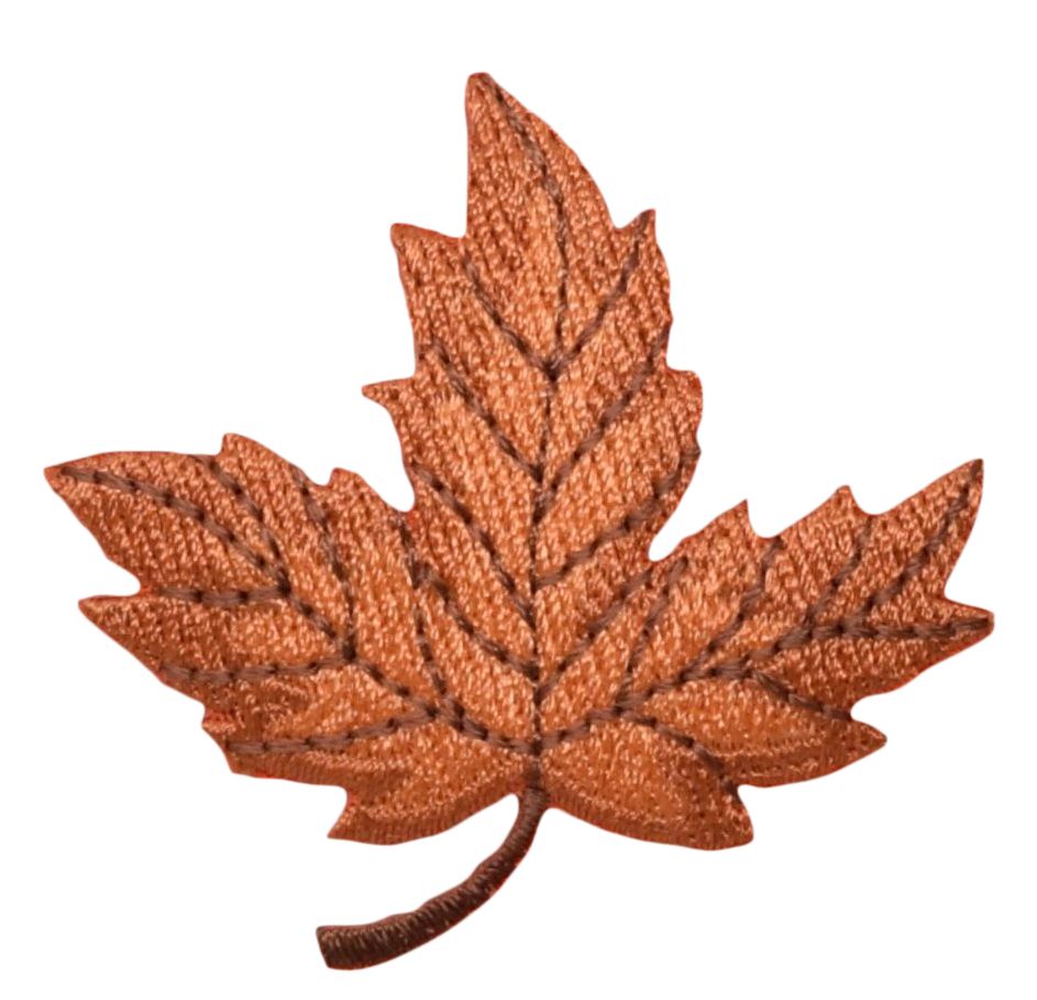 2 inch Brown Fall Leaf, Embroidered, Iron on Patch