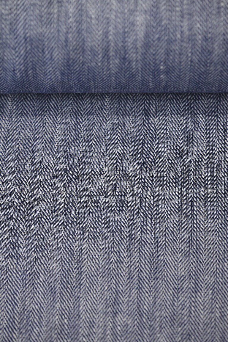 1 Yard Royal Linen Novelty Herringbone Yarn Dyed Fabric Midweight 54 Inch Width